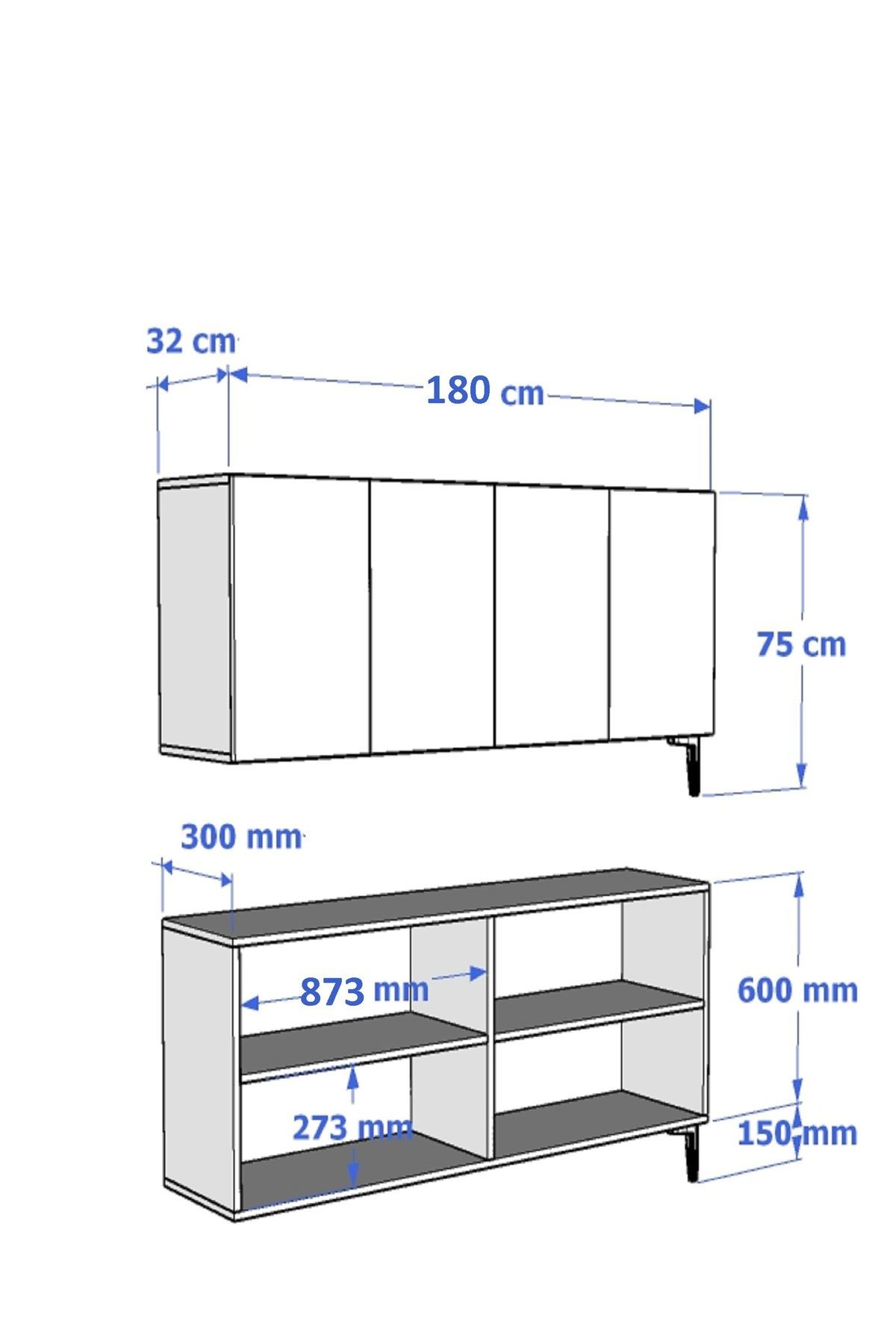 Consola Ida 180, 180 x 75 x 32 cm, alb travertin auriu, PAL melaminat, alb / travertin / gold — imaginea 4