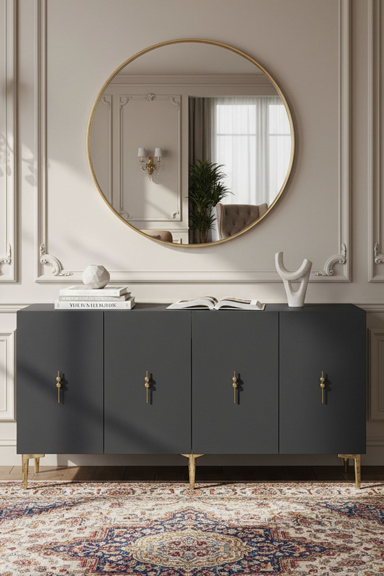 Consola Salkım 150, 125 x 75 x 32 cm, antracit auriu, PAL melaminat, antracit / gold — imaginea 7