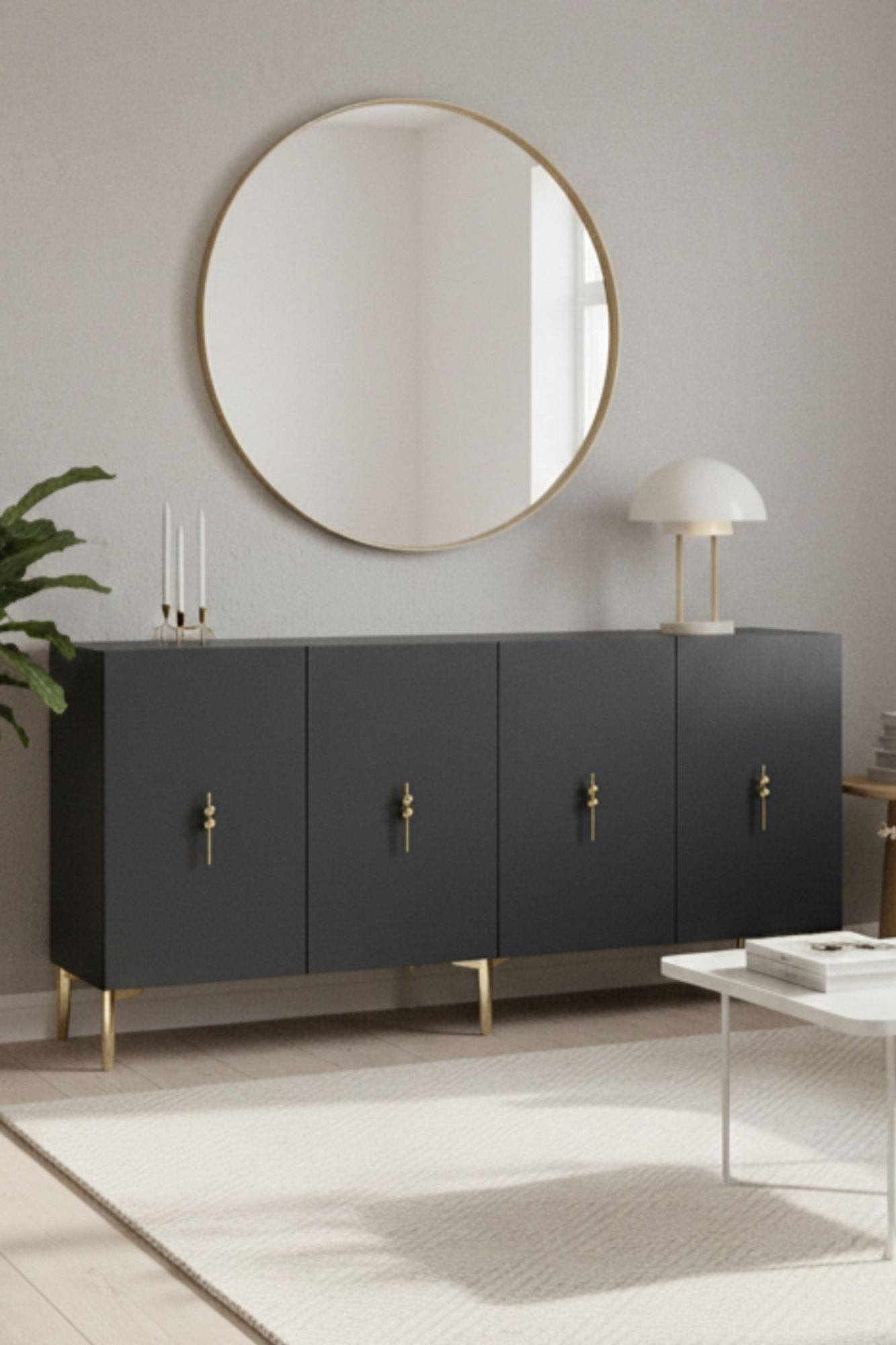 Consola Salkım 150, 125 x 75 x 32 cm, antracit auriu, PAL melaminat, antracit / gold — imaginea 8