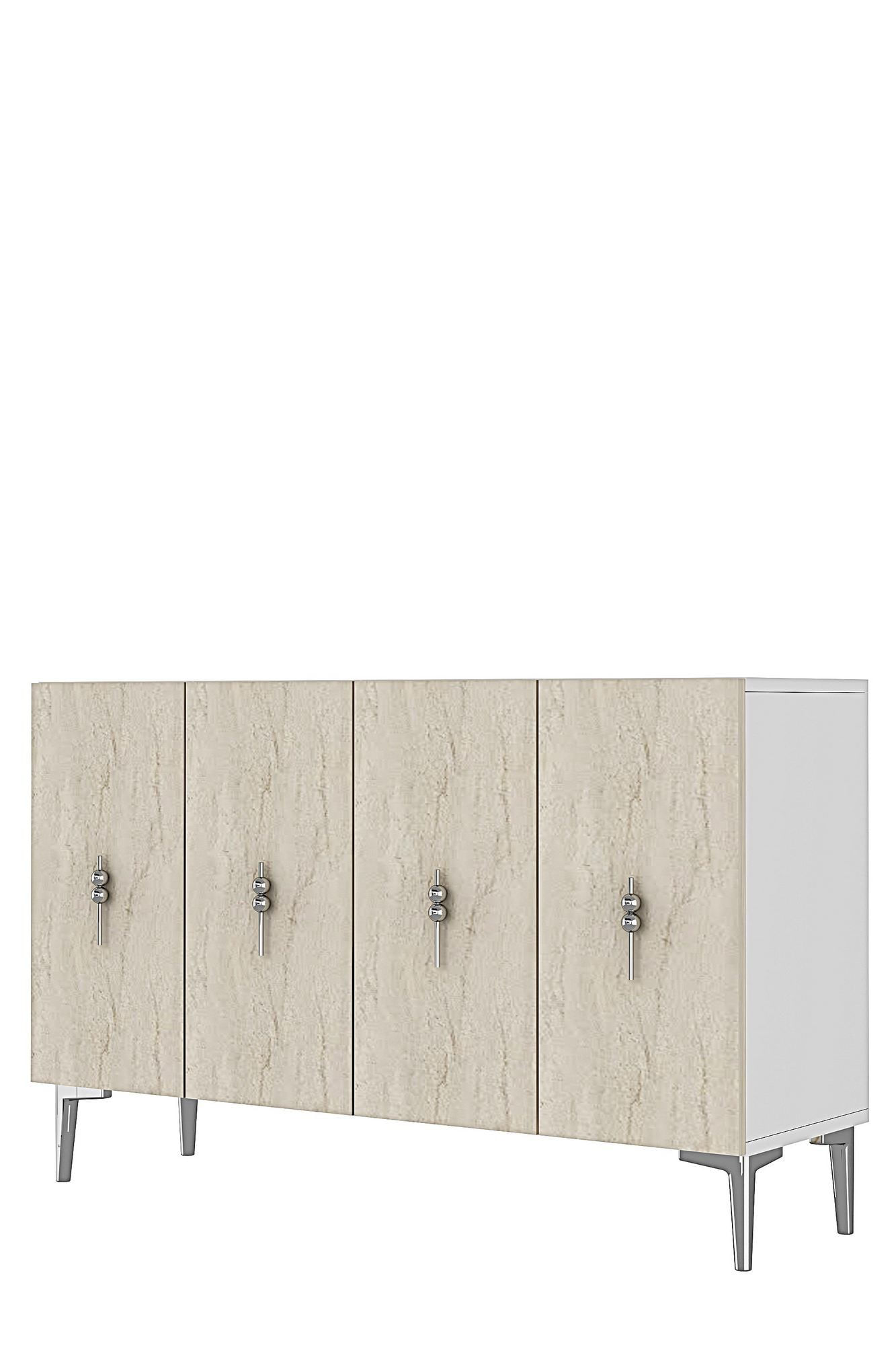 Consola Salkım 120, 120 x 79 x 32 cm, alb travertin argintiu, PAL melaminat, spatiu de depozitare, fixare pe perete, alb / travertin / silver — imaginea 2