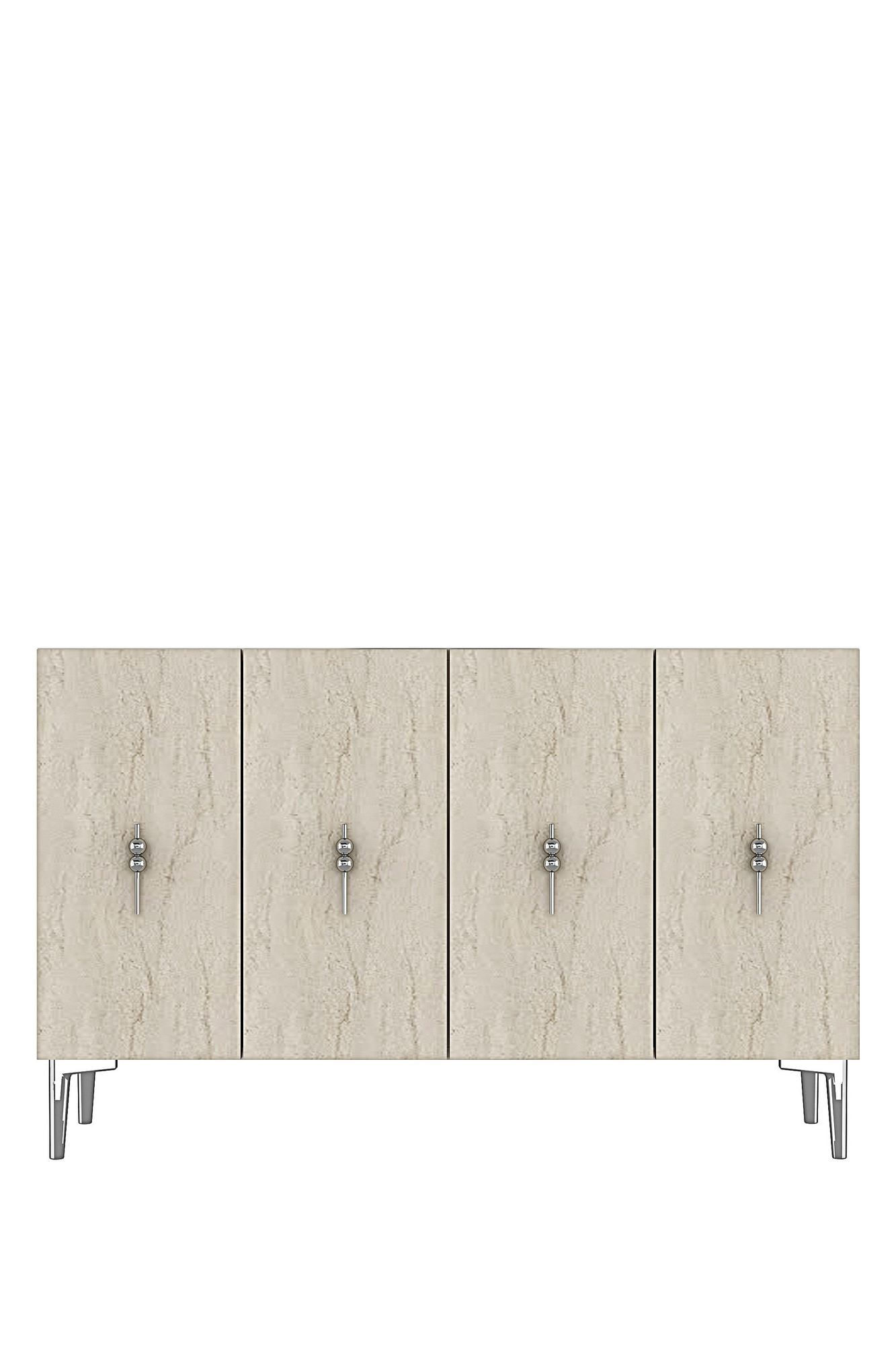 Consola Salkım 120, 120 x 79 x 32 cm, alb travertin argintiu, PAL melaminat, spatiu de depozitare, fixare pe perete, alb / travertin / silver — imaginea 3