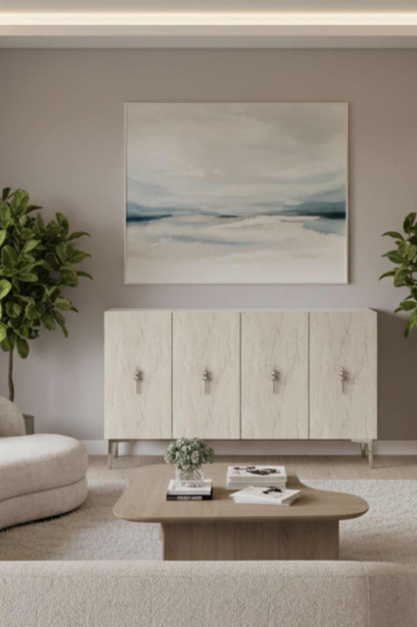 Consola Salkım 120, 120 x 79 x 32 cm, alb travertin argintiu, PAL melaminat, spatiu de depozitare, fixare pe perete, alb / travertin / silver — imaginea 4