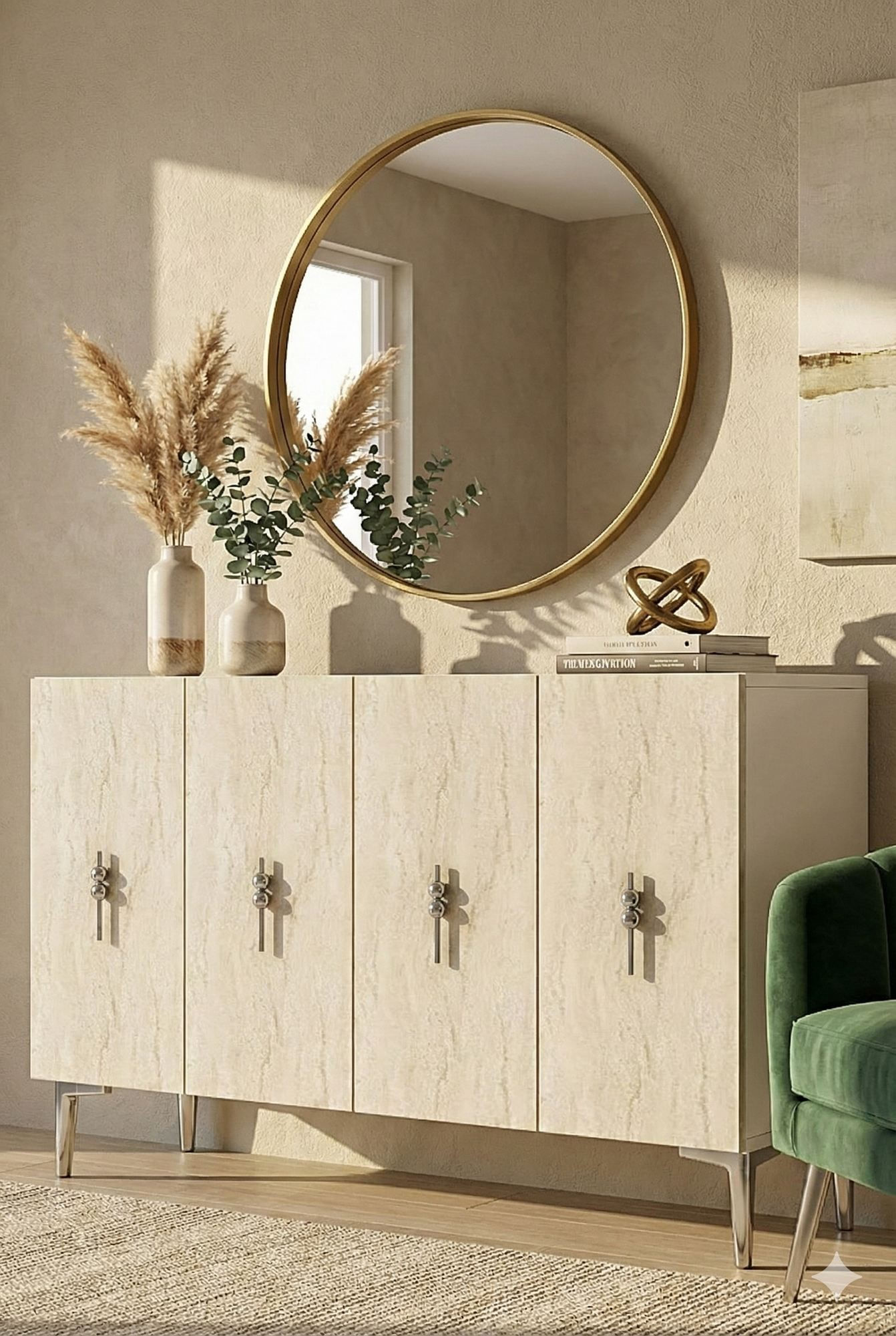 Consola Salkım 120, 120 x 79 x 32 cm, alb travertin argintiu, PAL melaminat, spatiu de depozitare, fixare pe perete, alb / travertin / silver — imaginea 7