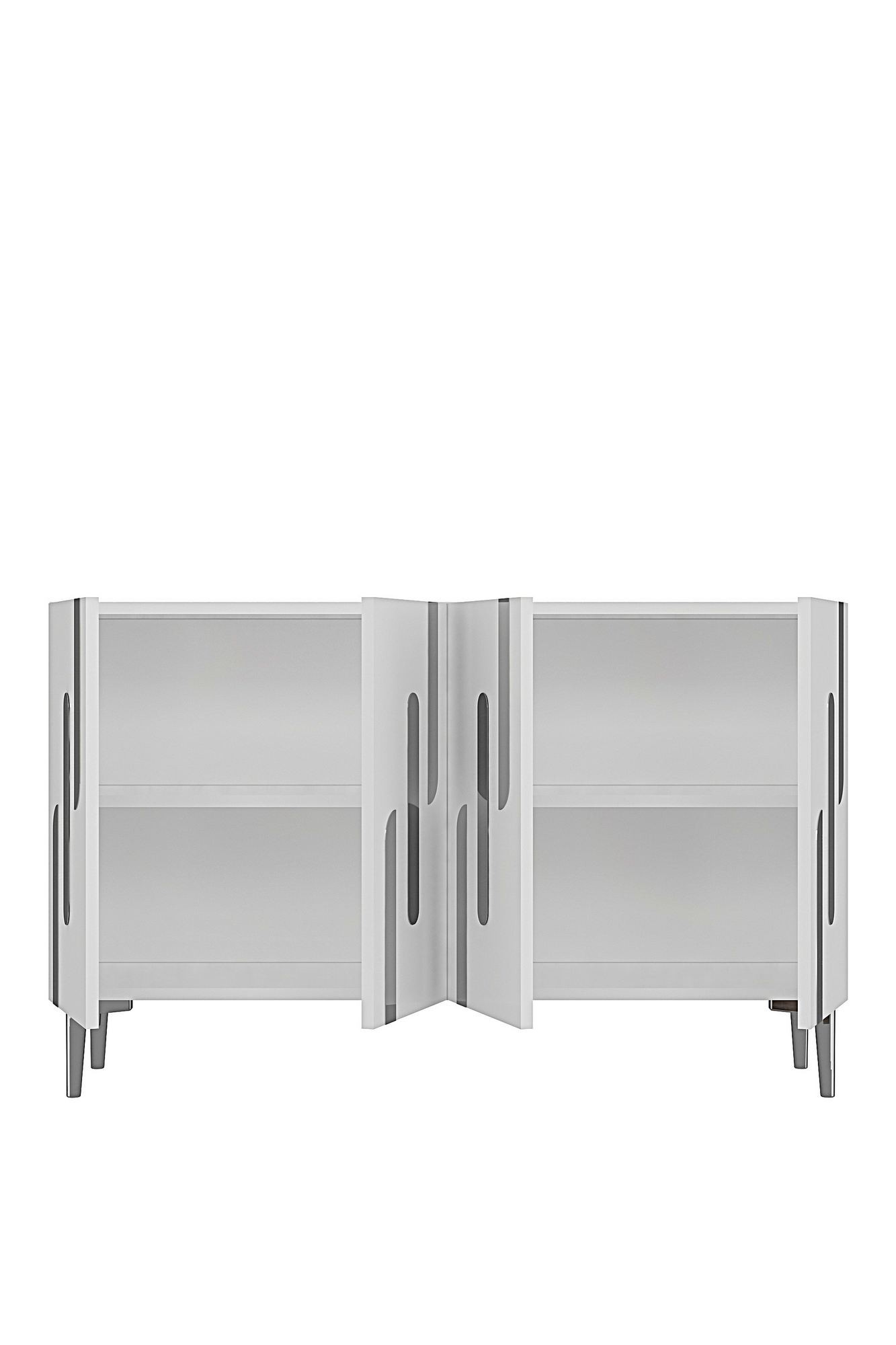 Consola Ece 120, 120 x 75 x 32 cm, alb argintiu, PAL melaminat, oglinda inclusa, alb / silver — imaginea 7