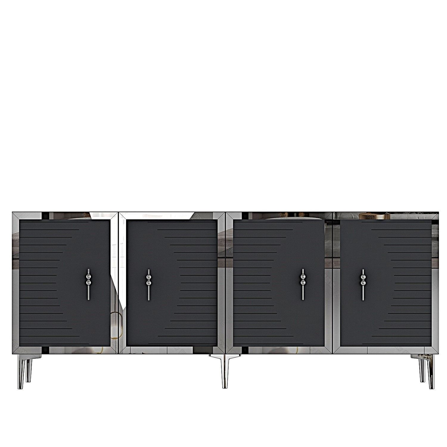 Consola Tuna 180, 180 x 75 x 32 cm, antracit argintiu, PAL melaminat, spatiu de depozitare, fixare pe perete, antracit / silver — imaginea 2