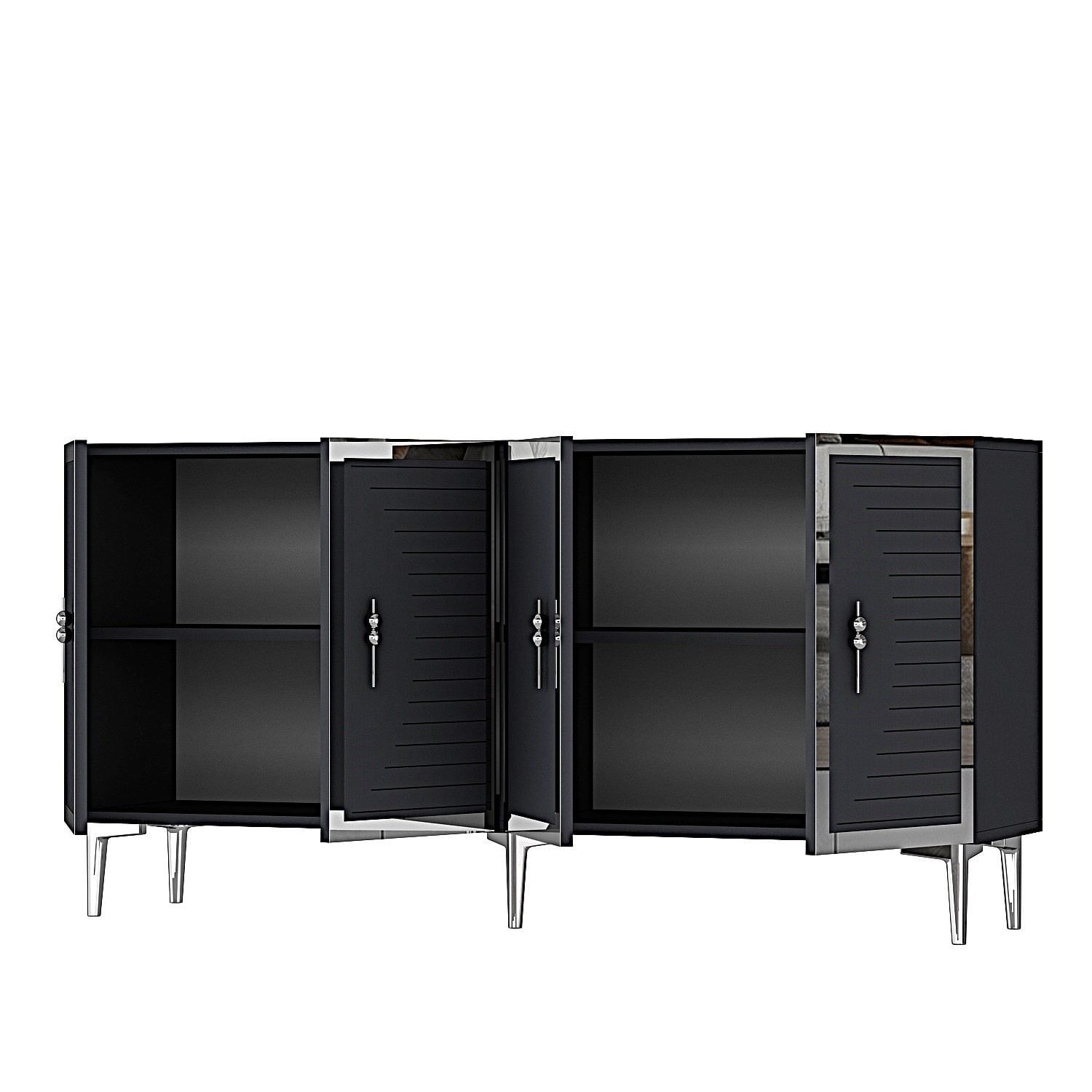 Consola Tuna 180, 180 x 75 x 32 cm, antracit argintiu, PAL melaminat, spatiu de depozitare, fixare pe perete, antracit / silver — imaginea 6