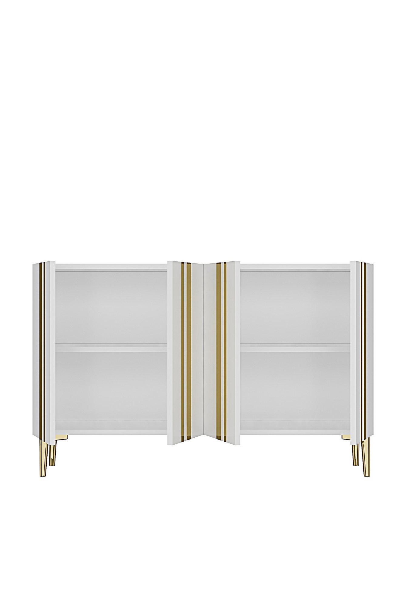 Consola Mia 120, 120 x 75 x 32 cm, alb auriu, PAL melaminat, oglinda inclusa, alb / gold — imaginea 5