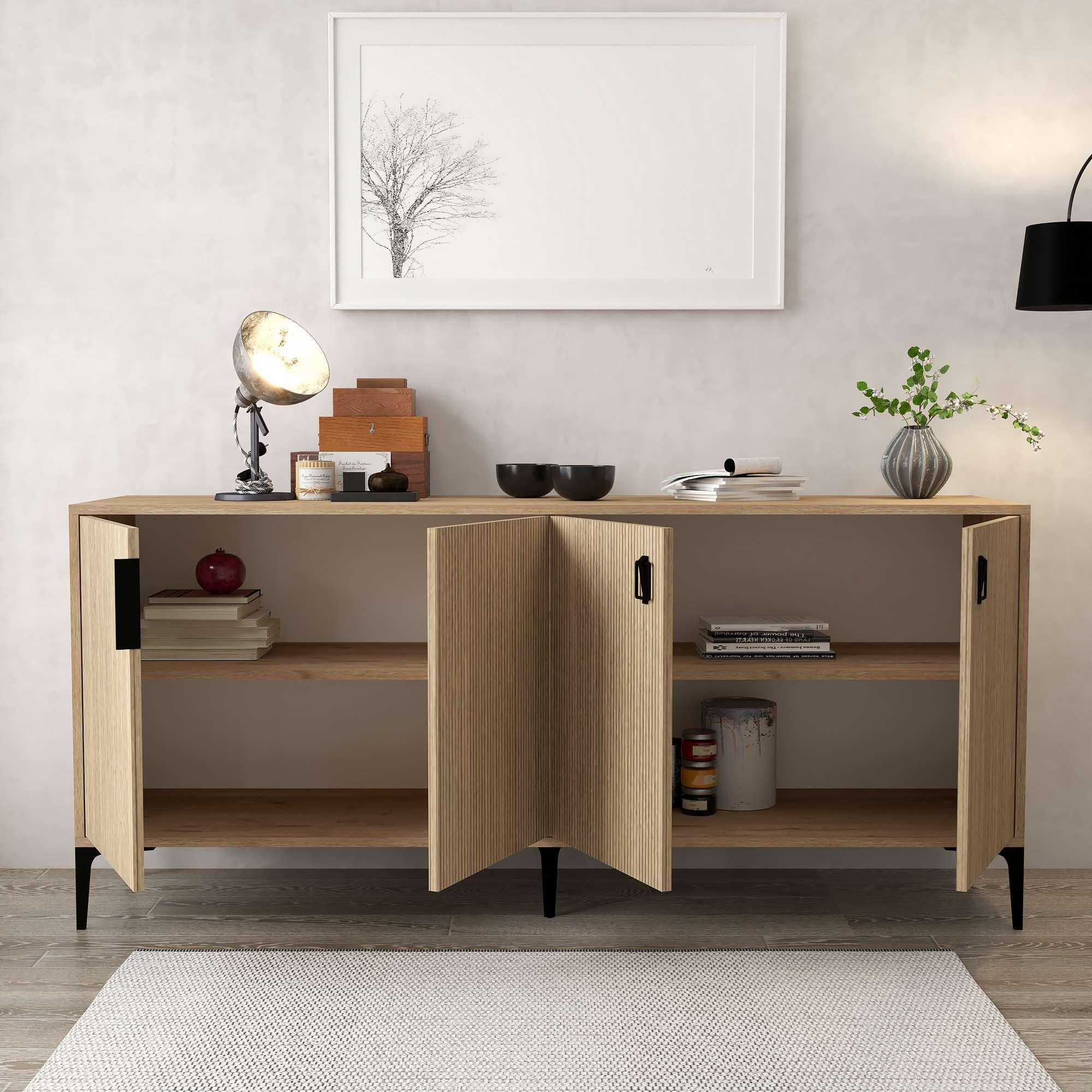 Consola Neva 4004, 180 x 80,5 x 45 cm, stejar safir, PAL melaminat — imaginea 2