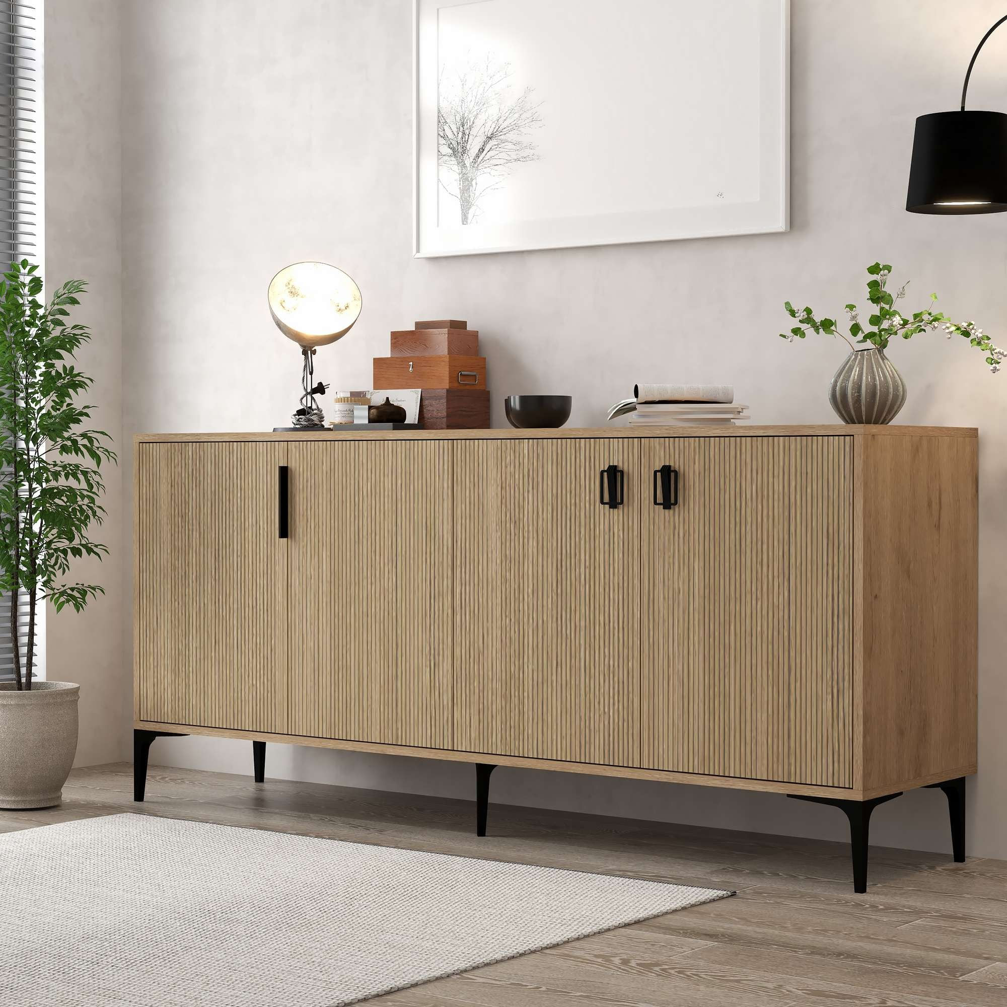 Consola Neva 4004, 180 x 80,5 x 45 cm, stejar safir, PAL melaminat — imaginea 6