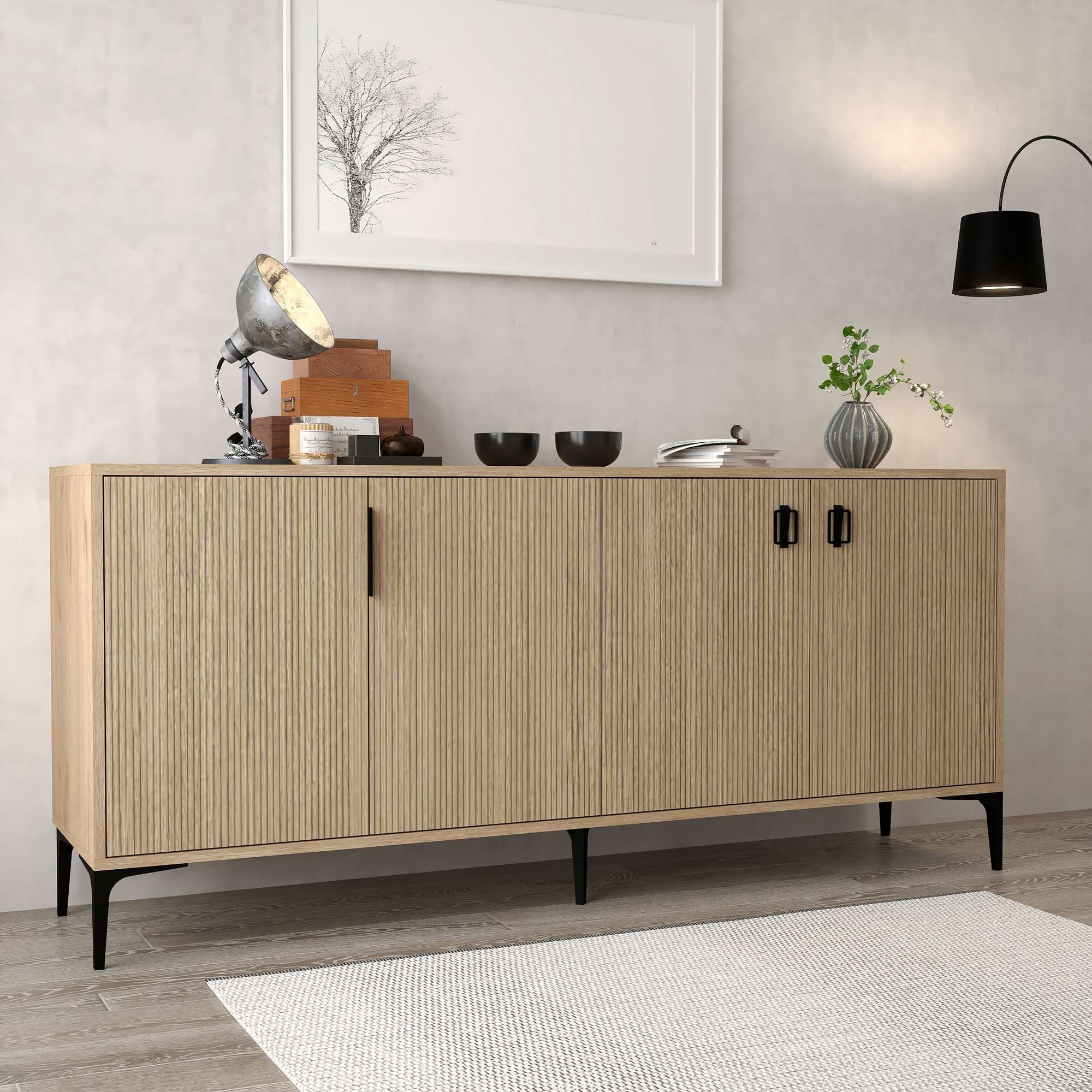 Consola Neva 4004, 180 x 80,5 x 45 cm, stejar safir, PAL melaminat — imaginea 7