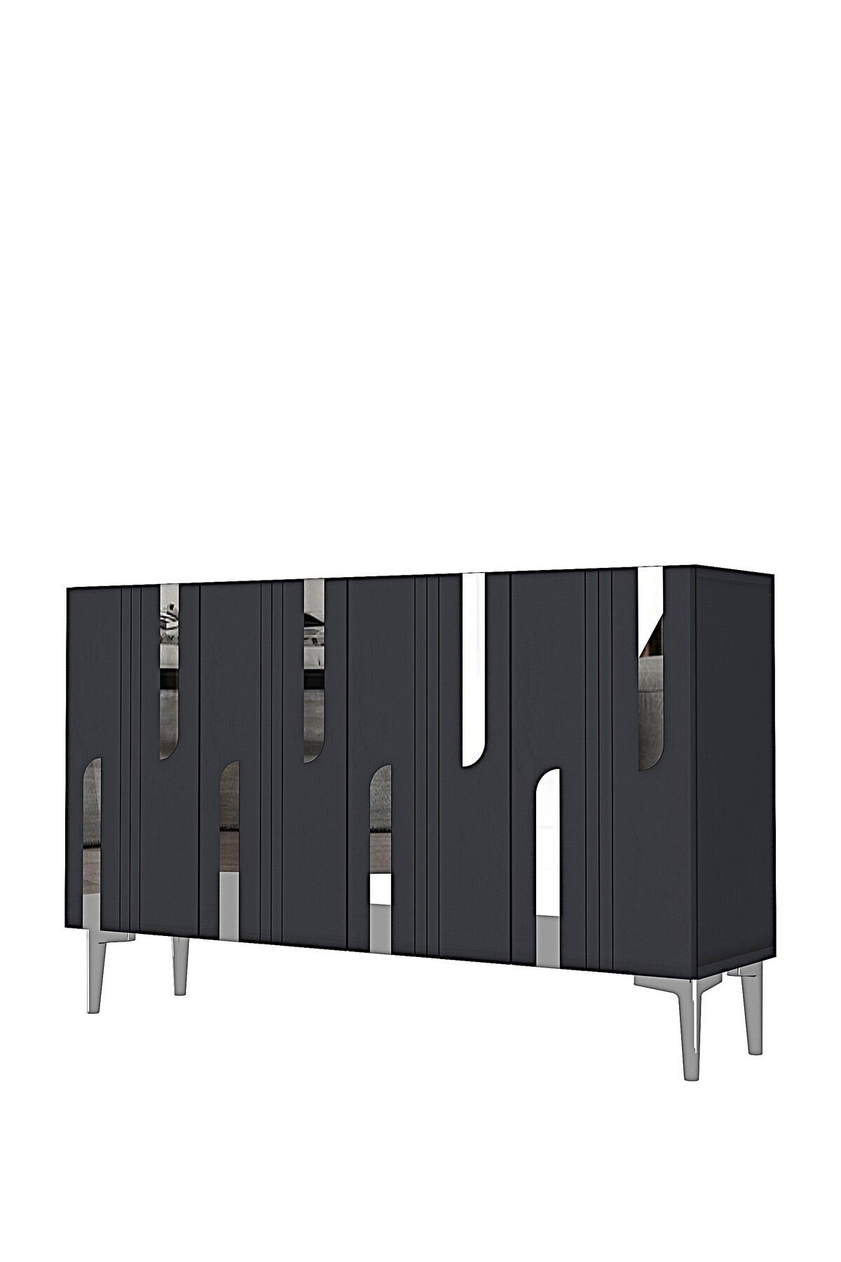 Consola Nota 120, 120 x 75 x 32 cm, antracit argintiu, PAL melaminat, oglinda inclusa, antracit / silver — imaginea 5