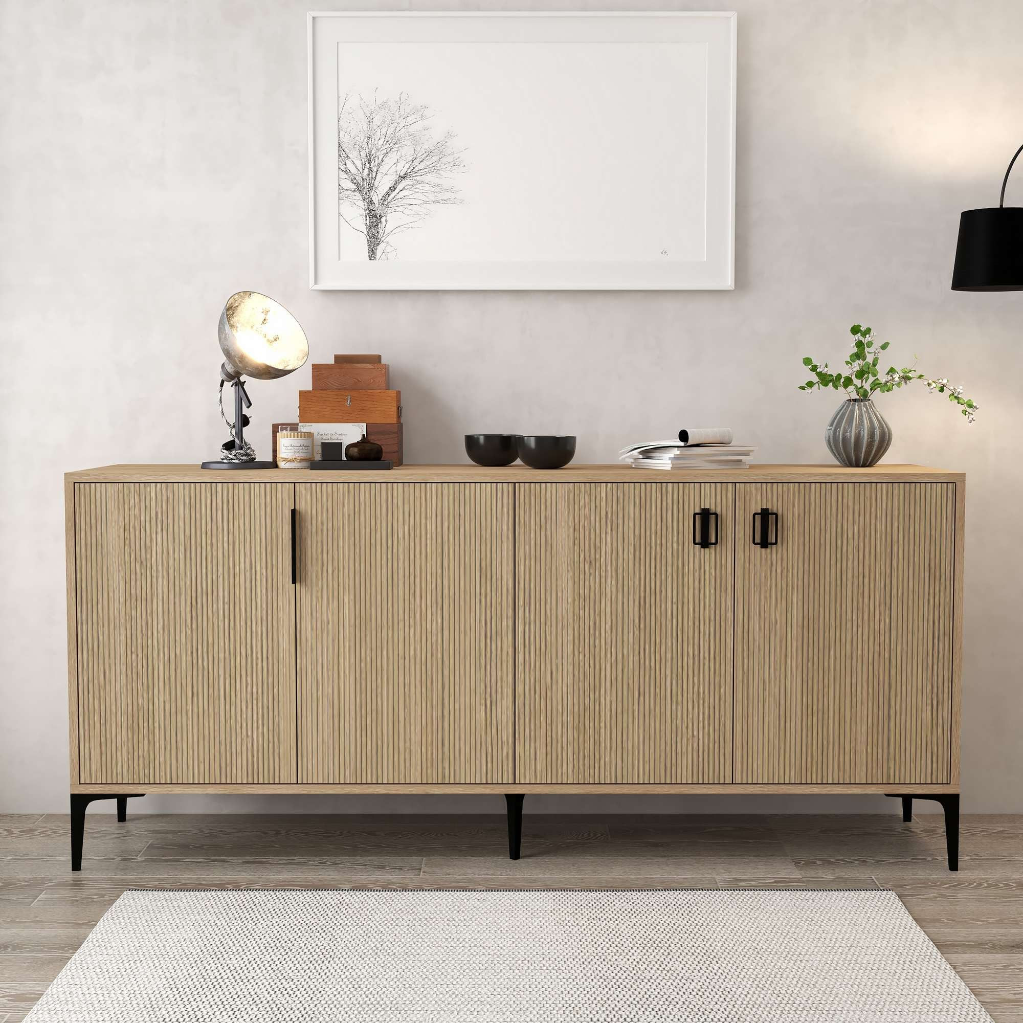 Consola Neva 4004, 180 x 80,5 x 45 cm, stejar safir, PAL melaminat — imaginea 10