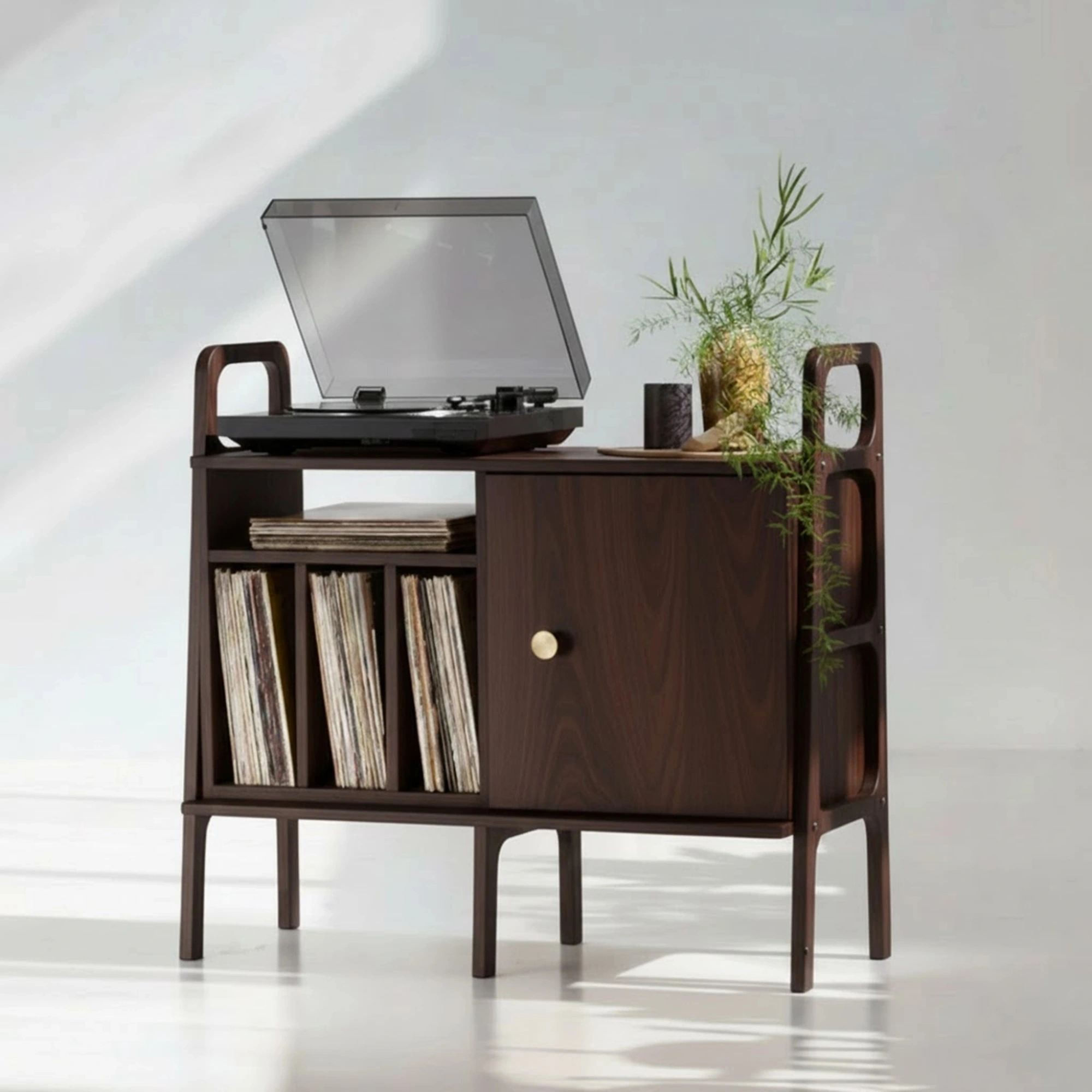 Consola CPT4834-100, 100 x 90 x 40 cm, nuc, lemn, spatiu de depozitare, fixare pe perete — imaginea 2