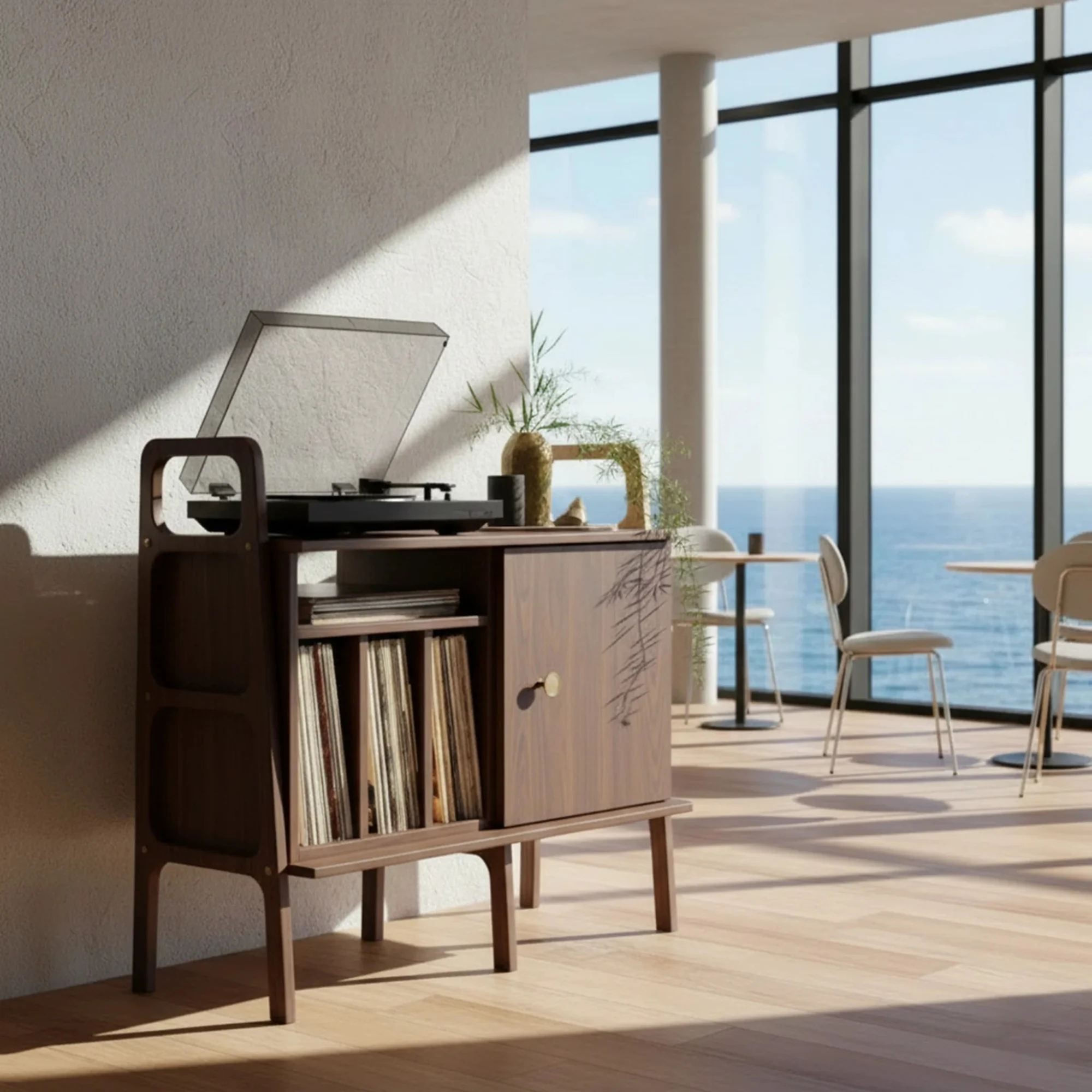 Consola CPT4834-100, 100 x 90 x 40 cm, nuc, lemn, spatiu de depozitare, fixare pe perete — imaginea 4