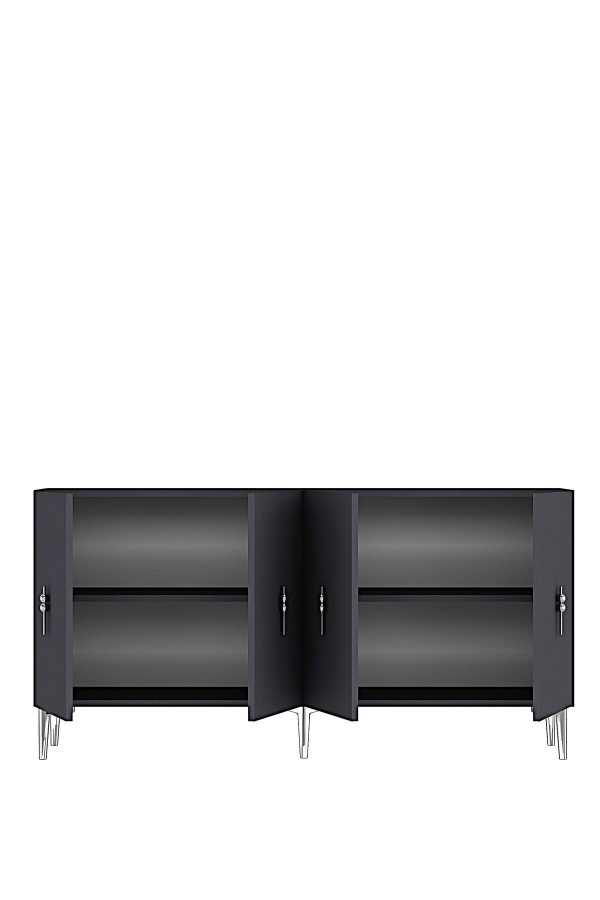 Consola Salkım 150, 150 x 75 x 32 cm, antracit argintiu, PAL melaminat, antracit / silver — imaginea 4