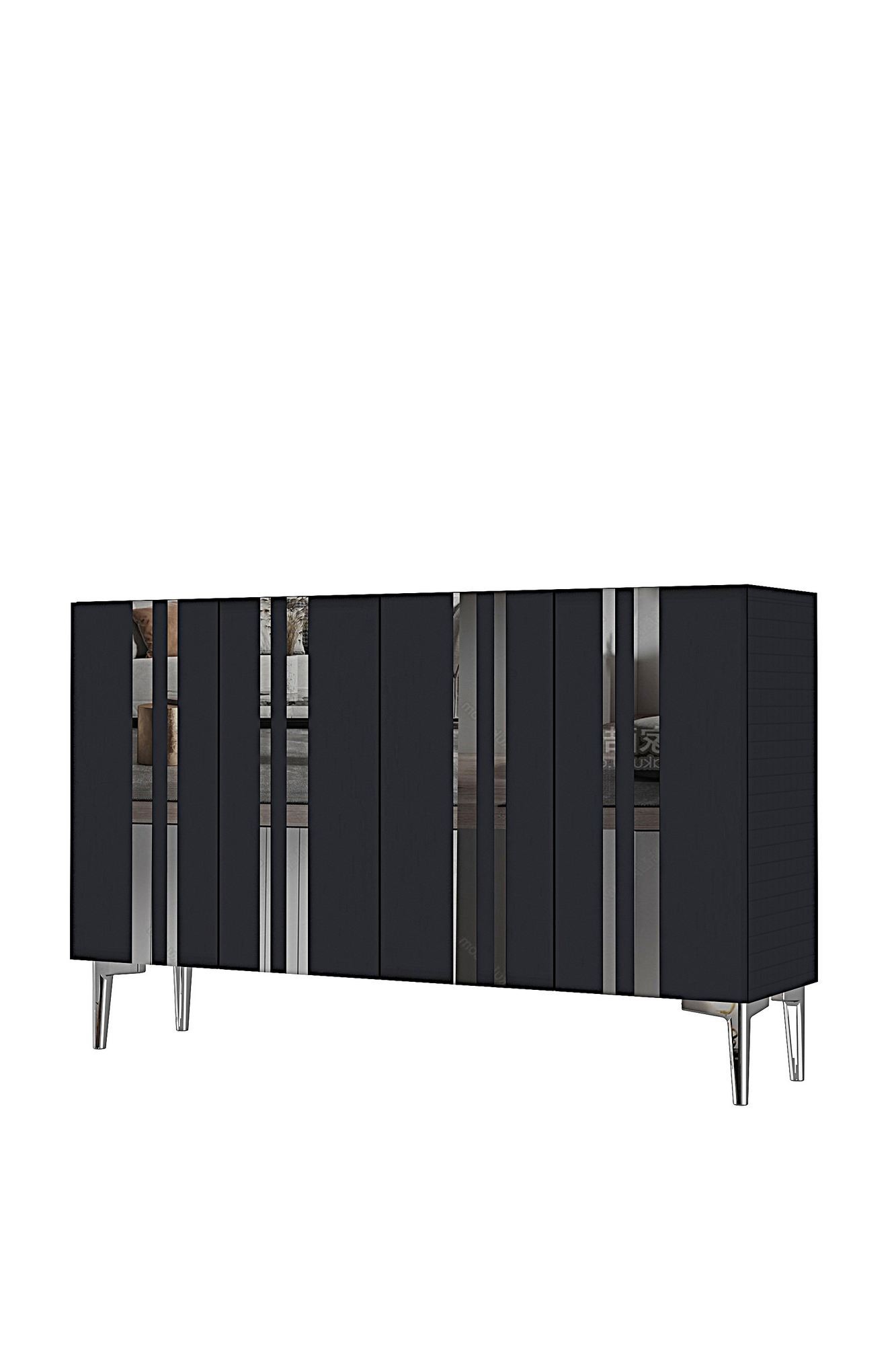 Consola Mia 120, 120 x 75 x 32 cm, antracit argintiu, PAL melaminat, oglinda inclusa, antracit / silver — imaginea 2