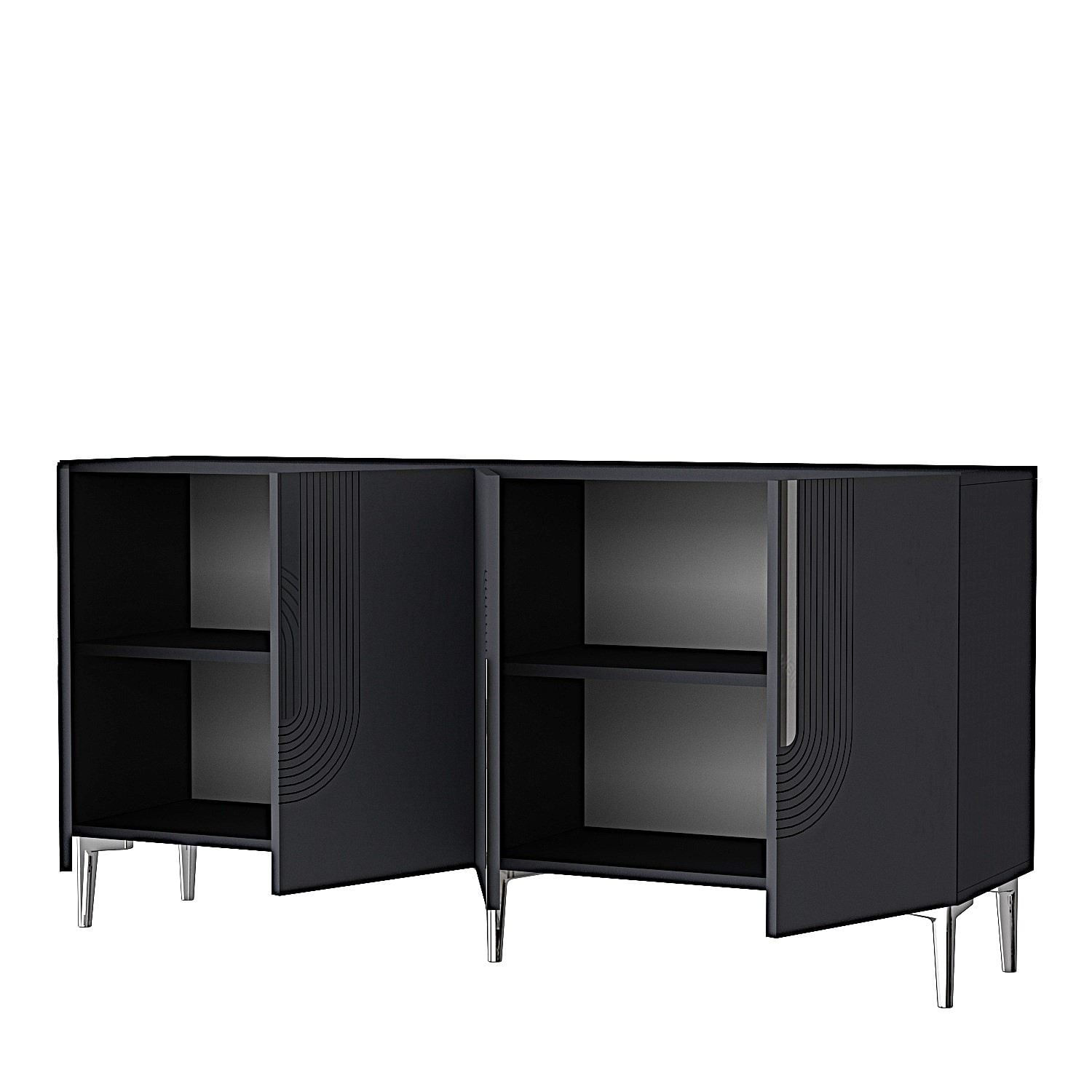 Consola Meyra 150, 150 x 75 x 32 cm, antracit argintiu, PAL melaminat, spatiu de depozitare, fixare pe perete, antracit / silver — imaginea 3