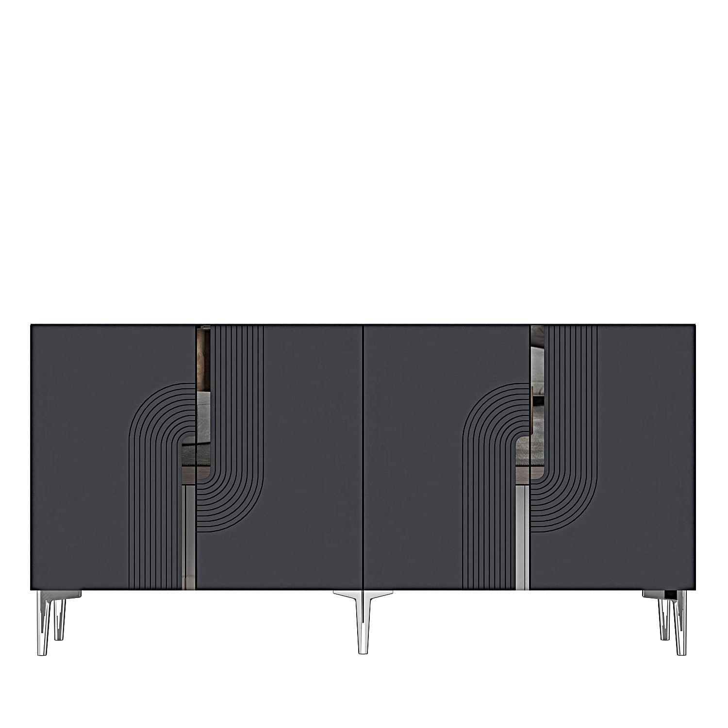 Consola Meyra 150, 150 x 75 x 32 cm, antracit argintiu, PAL melaminat, spatiu de depozitare, fixare pe perete, antracit / silver — imaginea 4