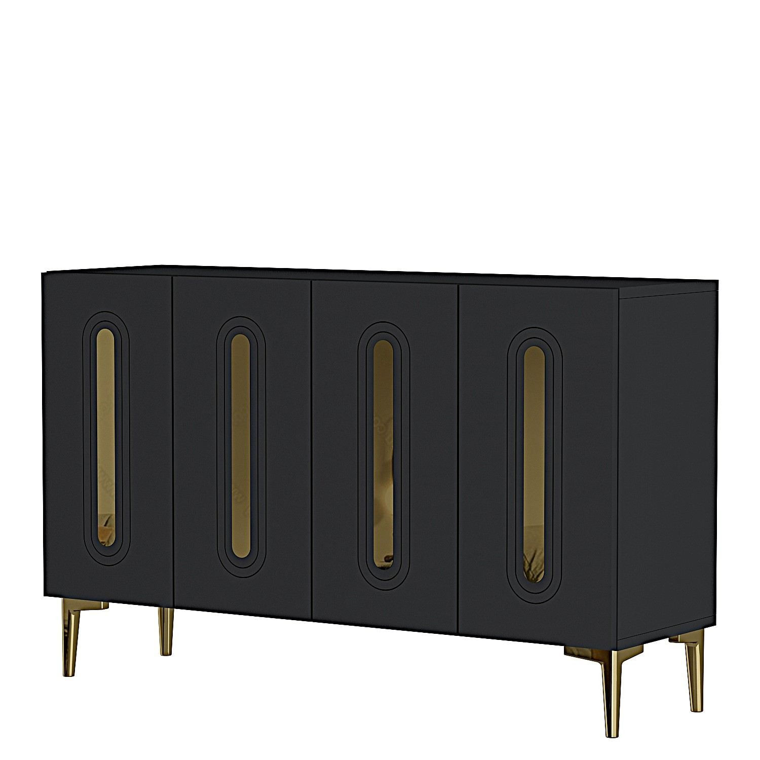 Consola Rany 120, 120 x 75 x 32 cm, antracit auriu, PAL melaminat, spatiu de depozitare, fixare pe perete, antracit / gold — imaginea 2