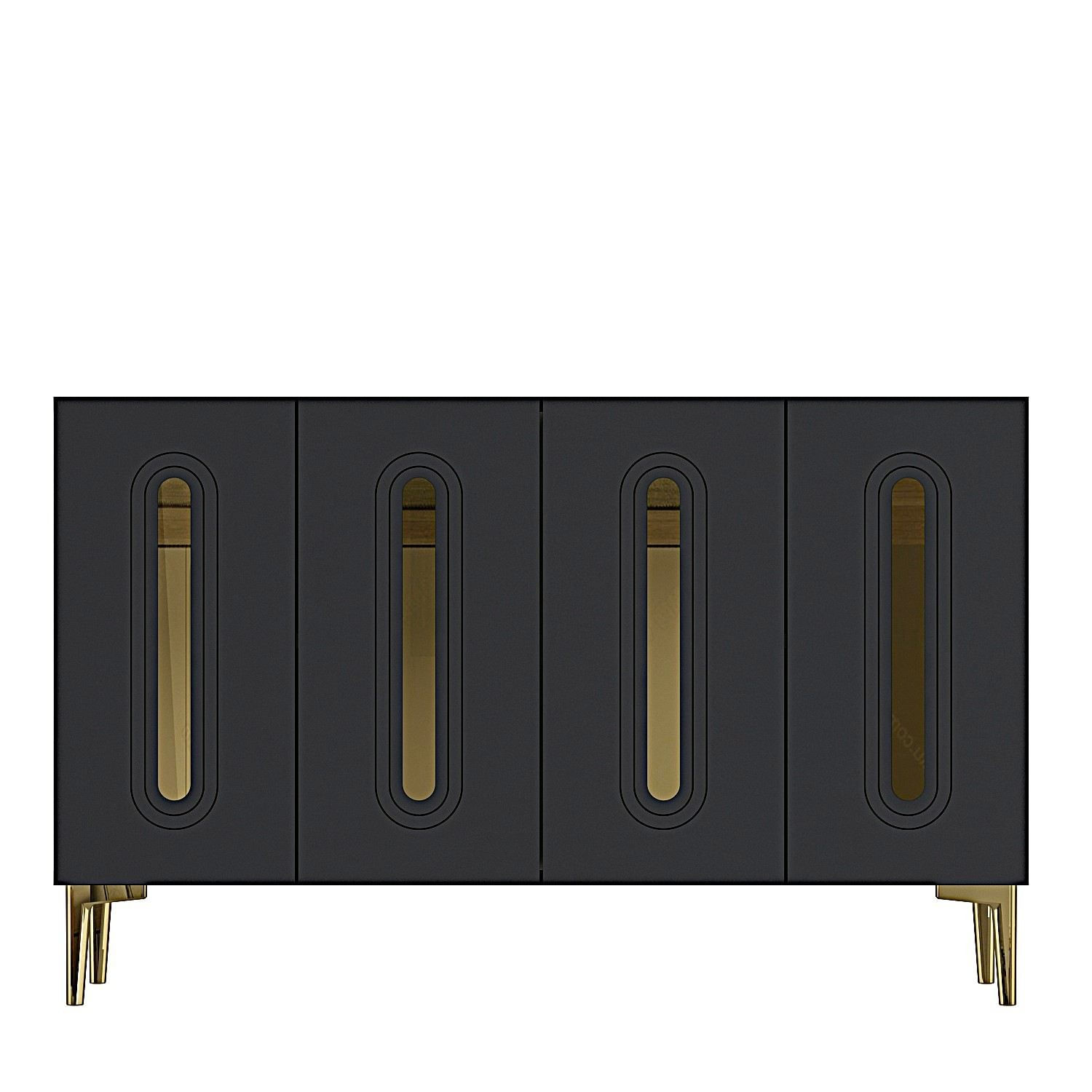 Consola Rany 120, 120 x 75 x 32 cm, antracit auriu, PAL melaminat, spatiu de depozitare, fixare pe perete, antracit / gold — imaginea 3