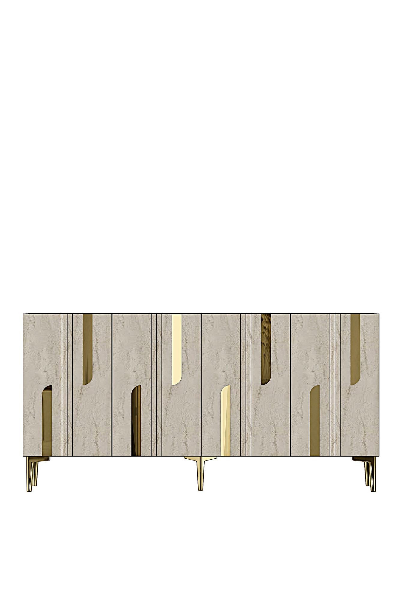 Consola Nota 150, 150 x 75 x 32 cm, antracit travertin auriu, PAL melaminat, antracit / travertin / gold — imaginea 3
