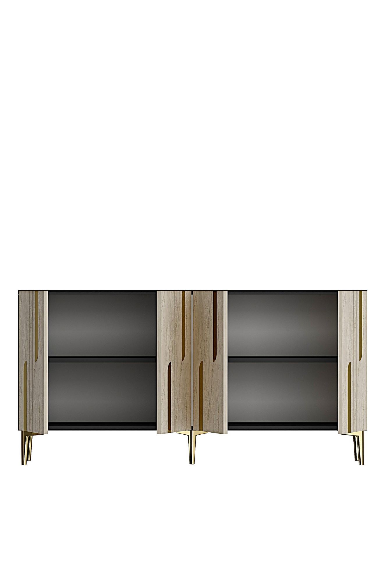 Consola Nota 150, 150 x 75 x 32 cm, antracit travertin auriu, PAL melaminat, antracit / travertin / gold — imaginea 4