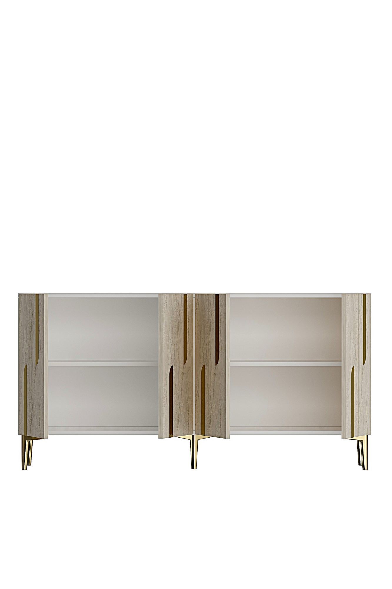 Consola Nota 150, 150 x 75 x 32 cm, alb travertin auriu, PAL melaminat, alb / travertin / gold — imaginea 5