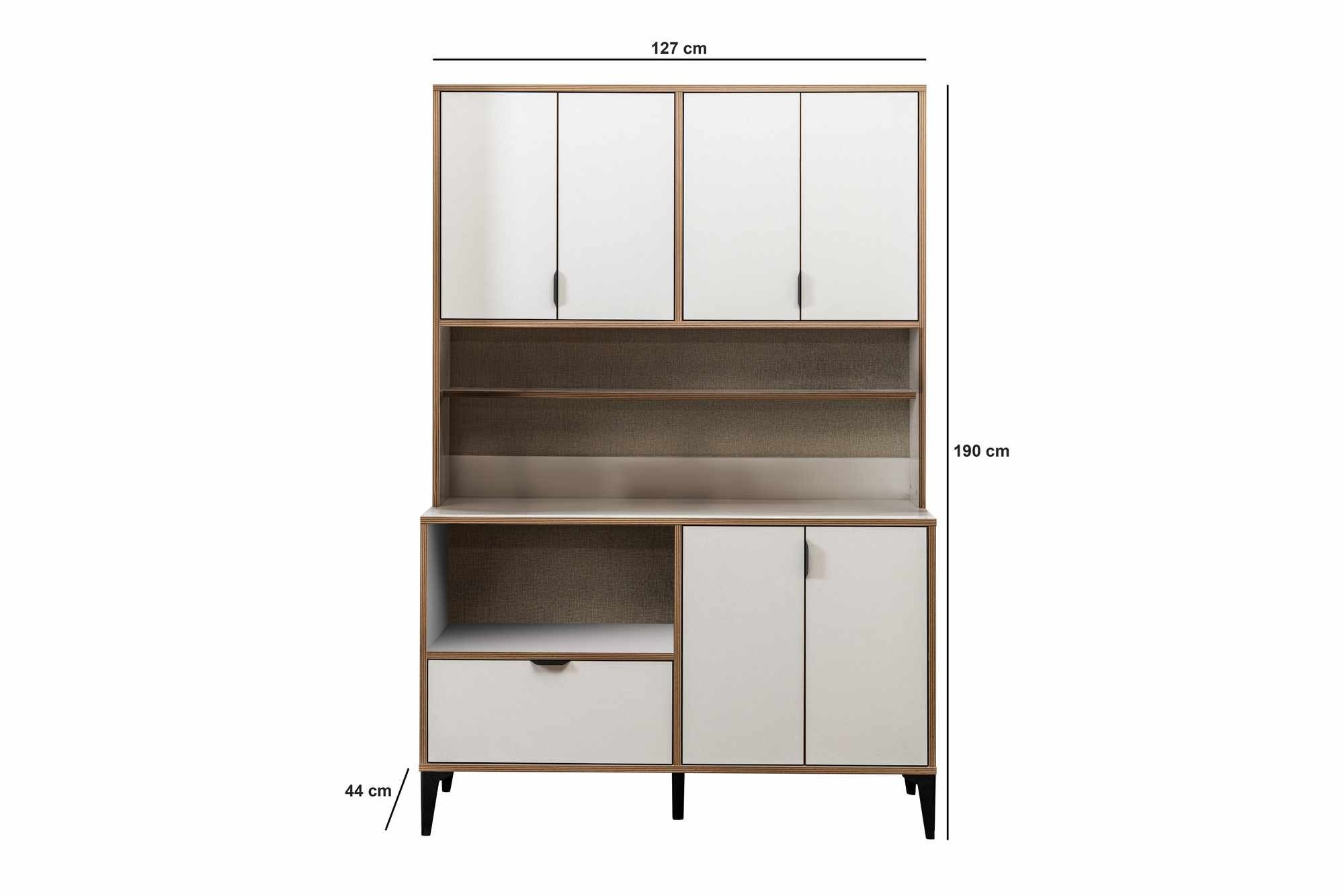 Dulap Arden Coffee, 127 x 190 x 44 cm, alb, PAL melaminat — imaginea 4