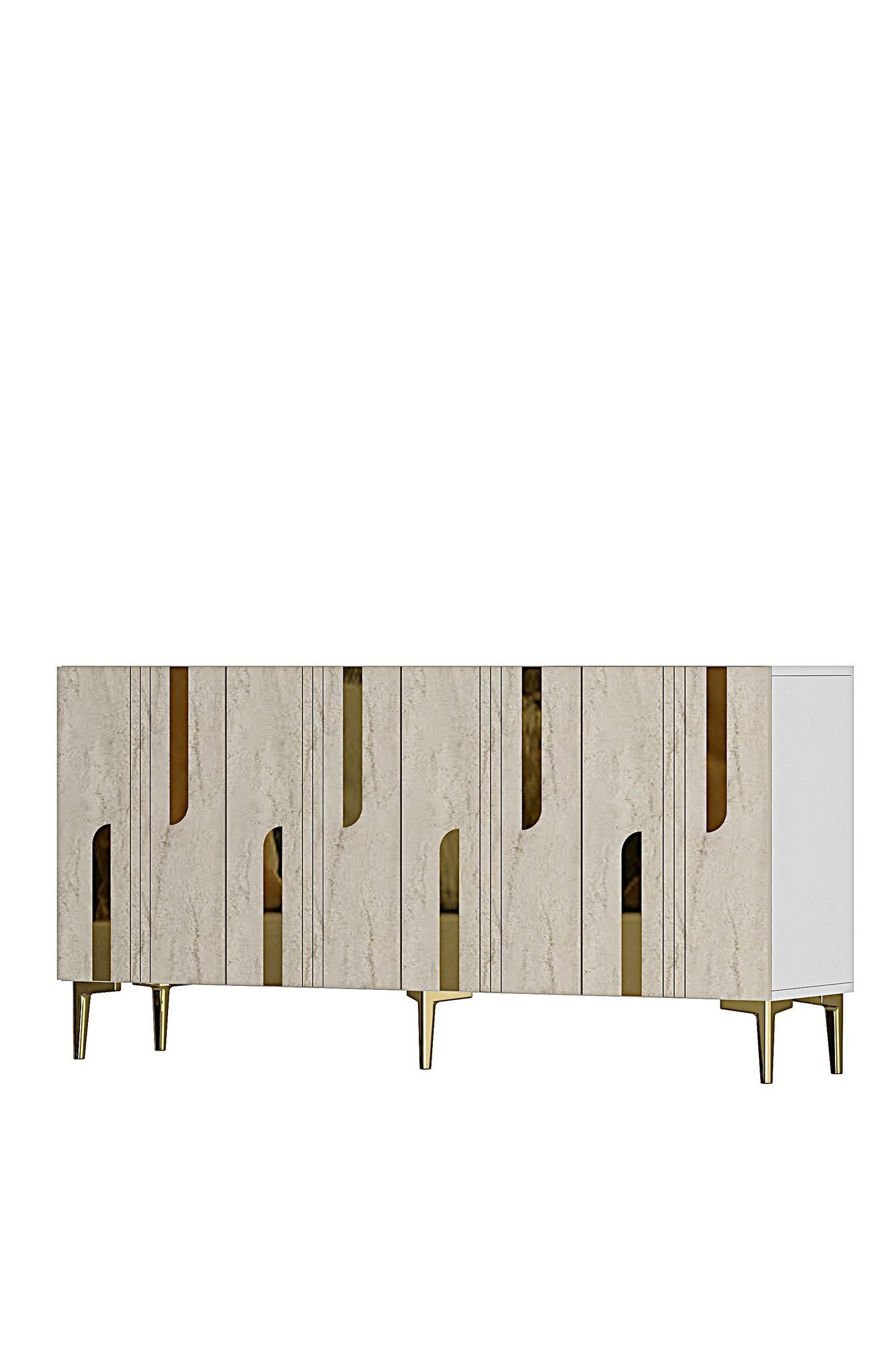 Consola Nota 150, 150 x 75 x 32 cm, alb travertin auriu, PAL melaminat, alb / travertin / gold — imaginea 6