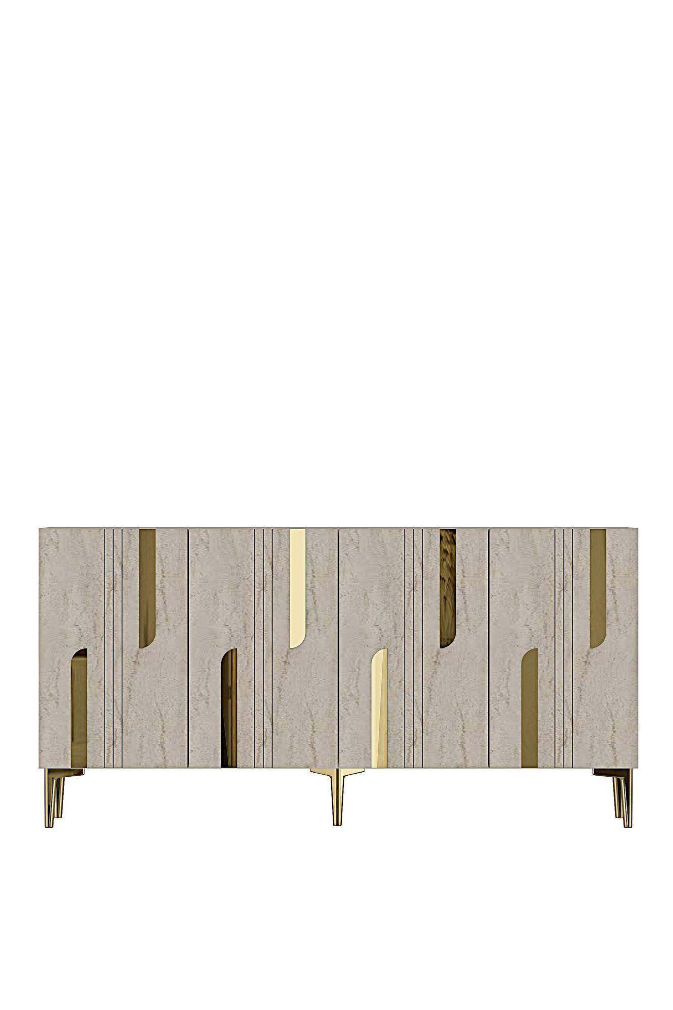 Consola Nota 150, 150 x 75 x 32 cm, alb travertin auriu, PAL melaminat, alb / travertin / gold — imaginea 7