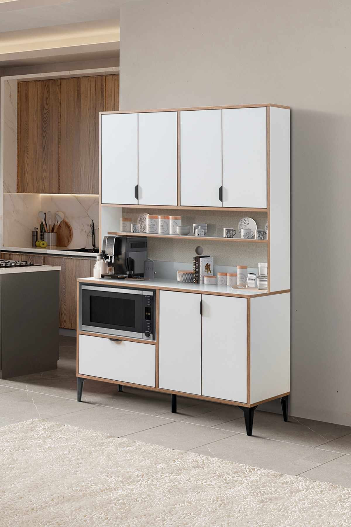 Dulap Arden Coffee, 127 x 190 x 44 cm, alb, PAL melaminat — imaginea 8