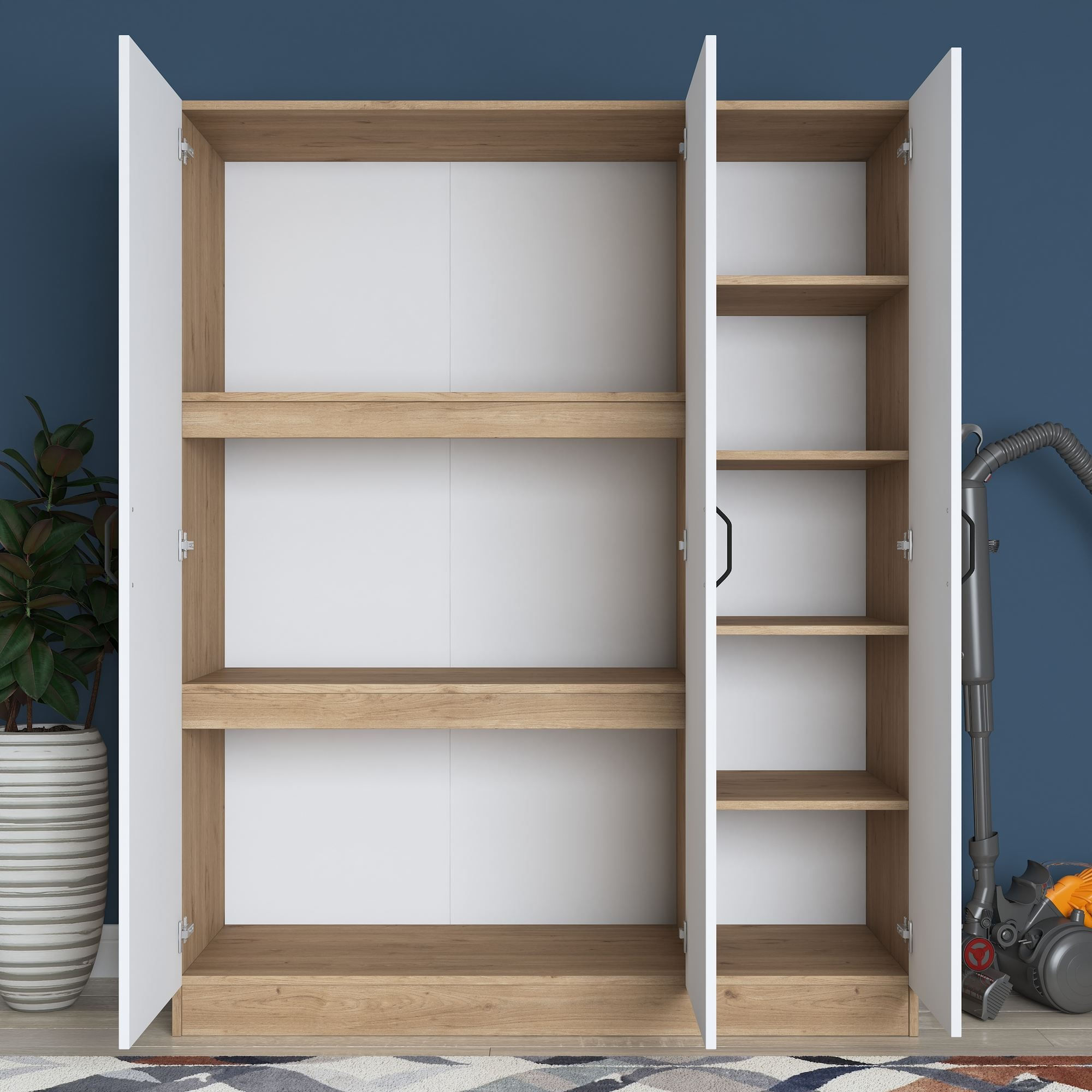 Dulap haine BA105, 145 x 181,9 x 55 cm, nuc alb, PAL, spatiu de depozitare, fixare pe perete — imaginea 5