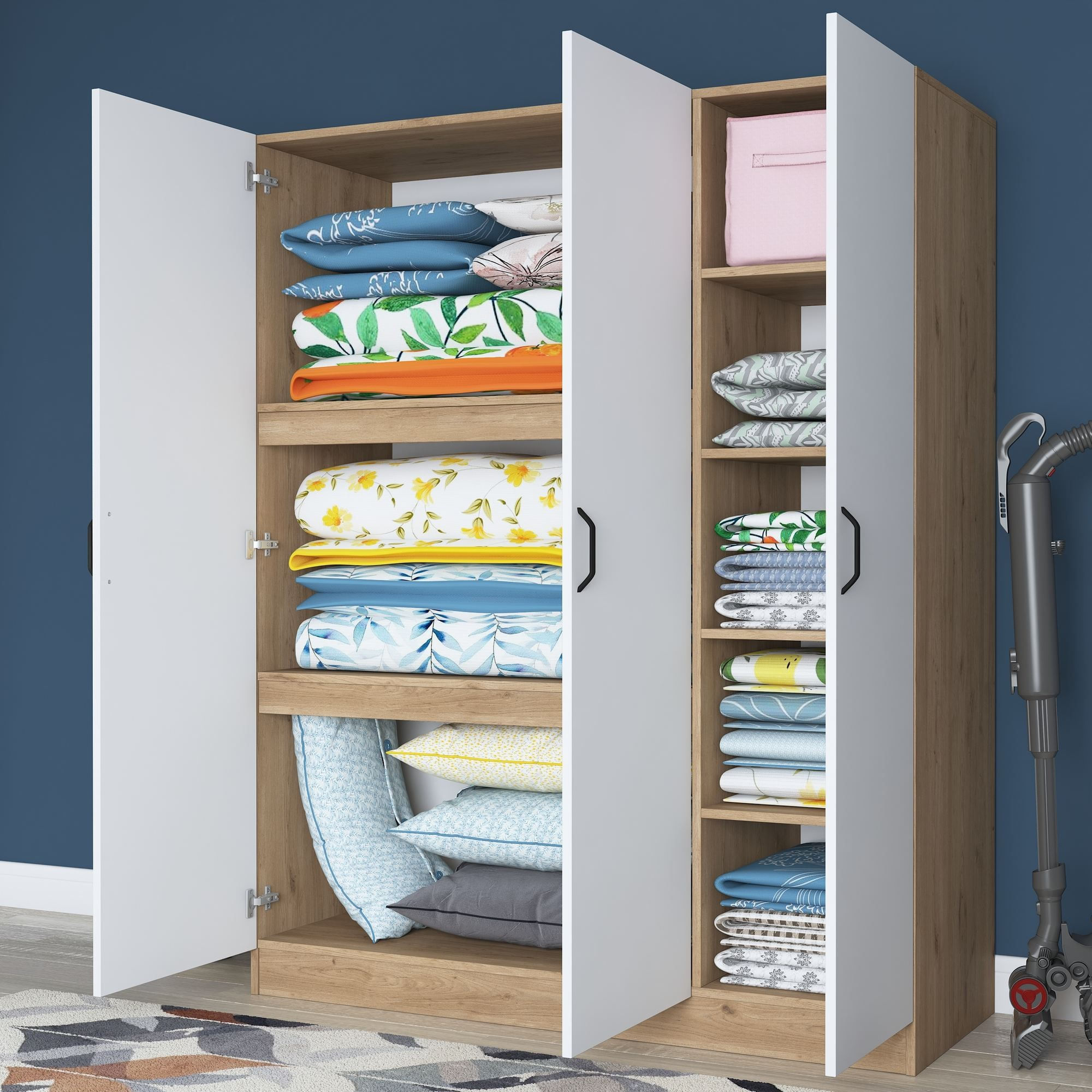 Dulap haine BA105, 145 x 181,9 x 55 cm, nuc alb, PAL, spatiu de depozitare, fixare pe perete — imaginea 7