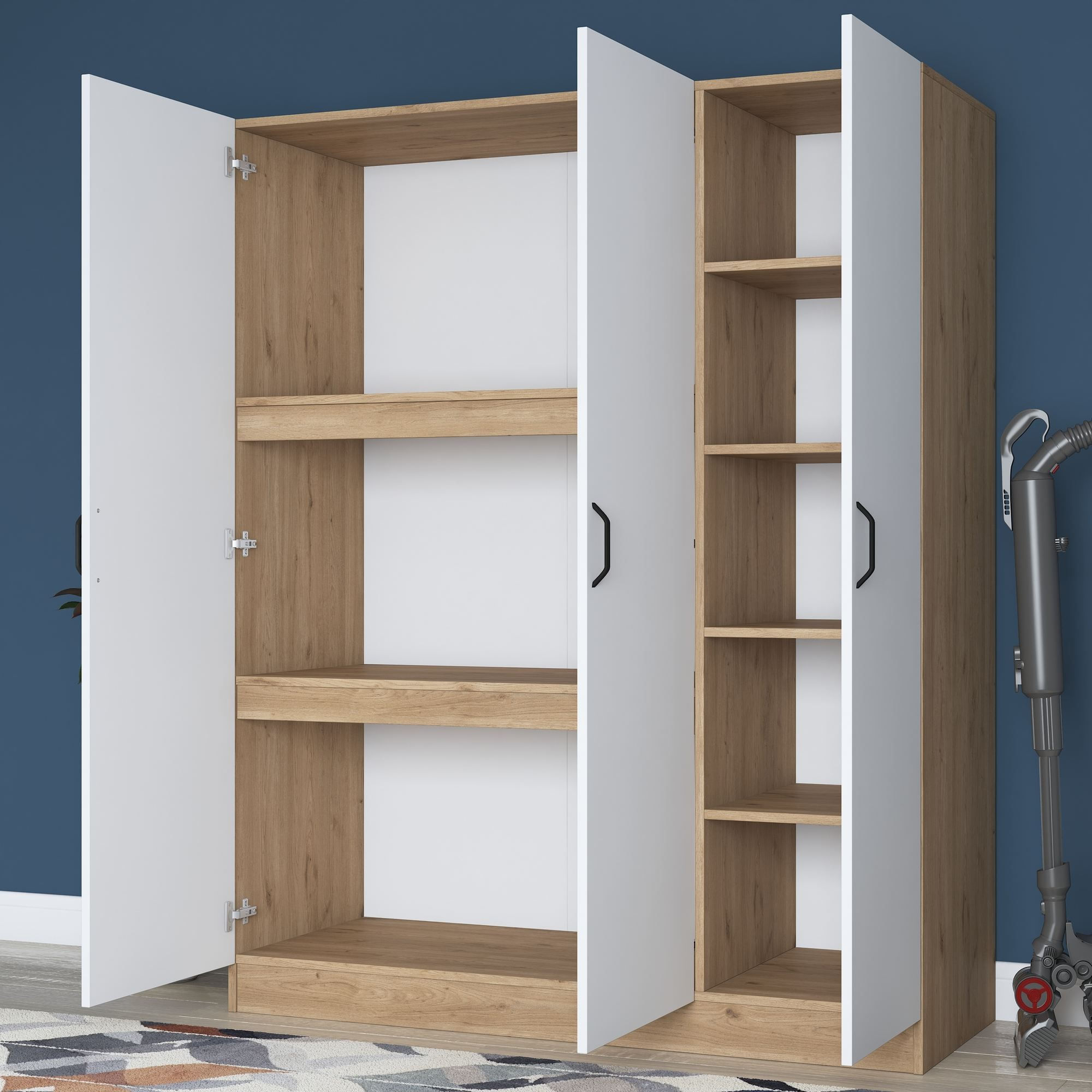 Dulap haine BA105, 145 x 181,9 x 55 cm, nuc alb, PAL, spatiu de depozitare, fixare pe perete — imaginea 9