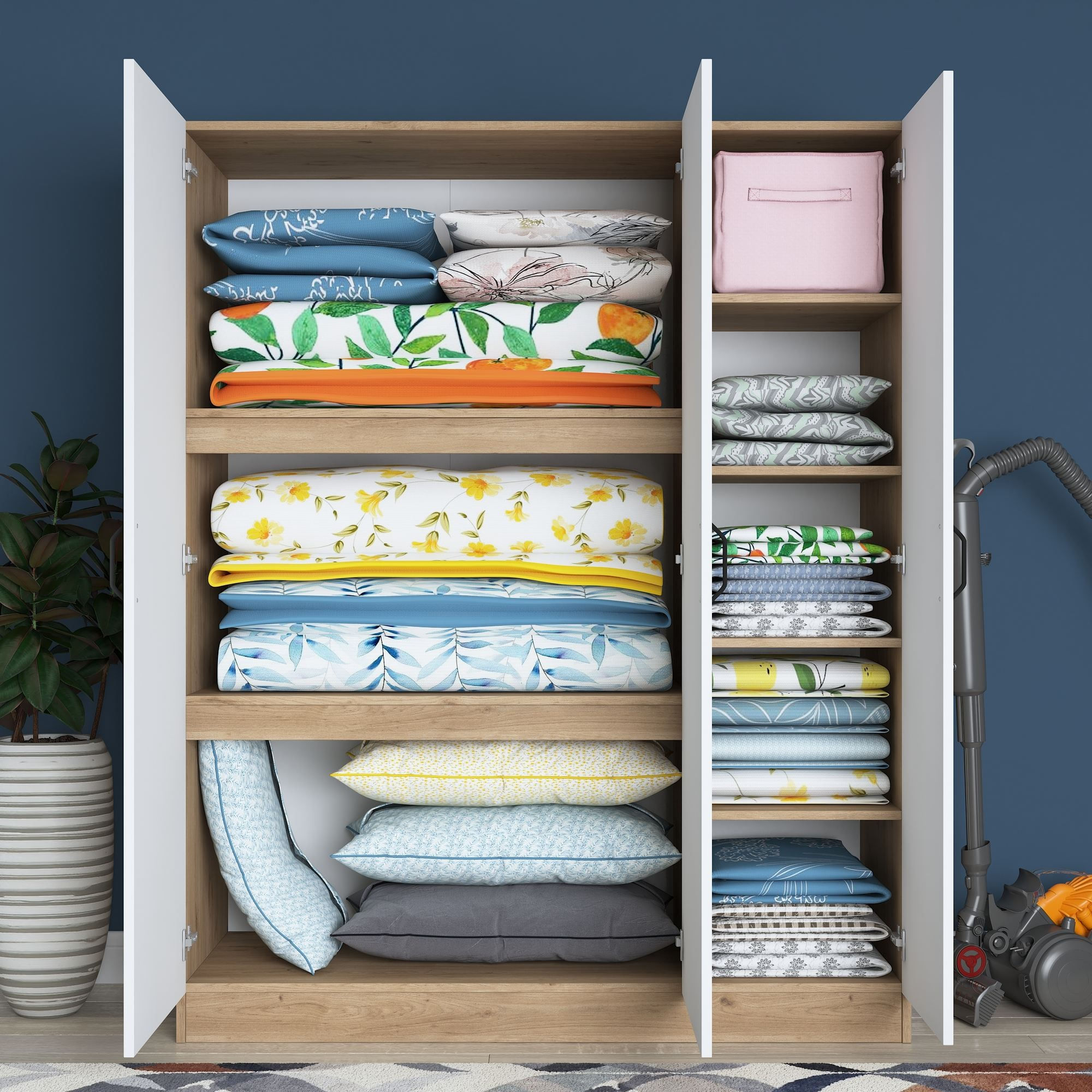 Dulap haine BA105, 145 x 181,9 x 55 cm, nuc alb, PAL, spatiu de depozitare, fixare pe perete — imaginea 13