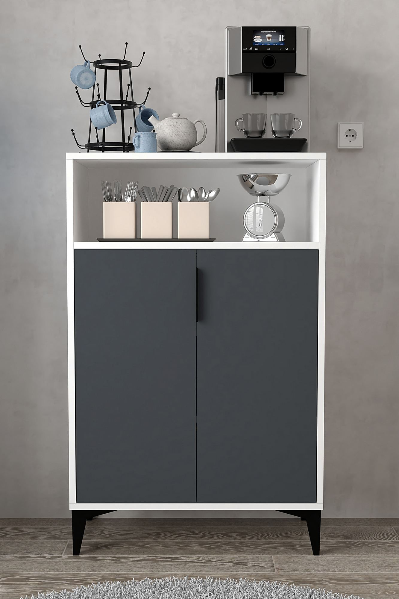 Dulap Ada 1202, 72 x 114 x 36,5 cm, alb antracit, PAL melaminat — imaginea 2