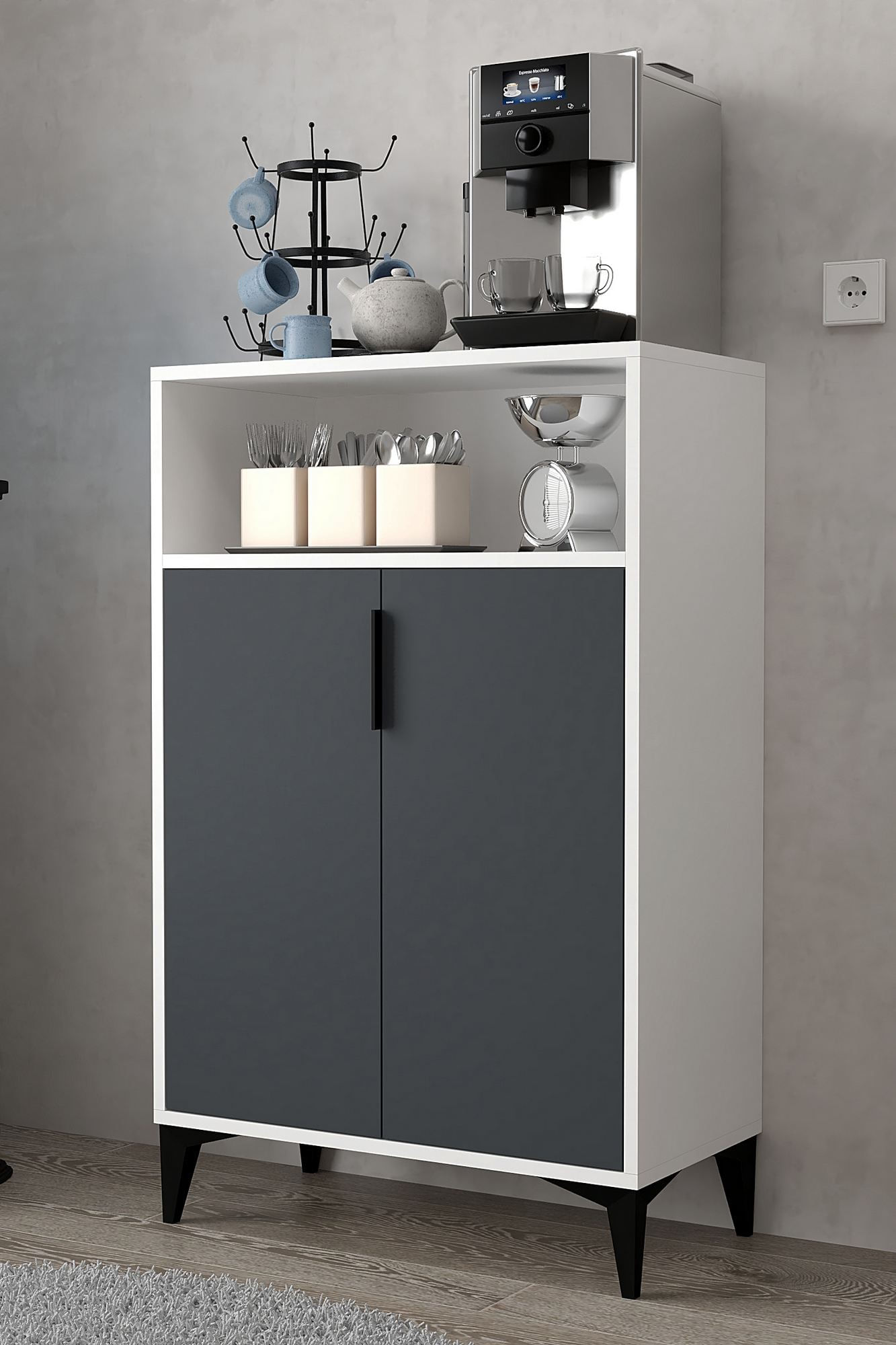 Dulap Ada 1202, 72 x 114 x 36,5 cm, alb antracit, PAL melaminat — imaginea 3