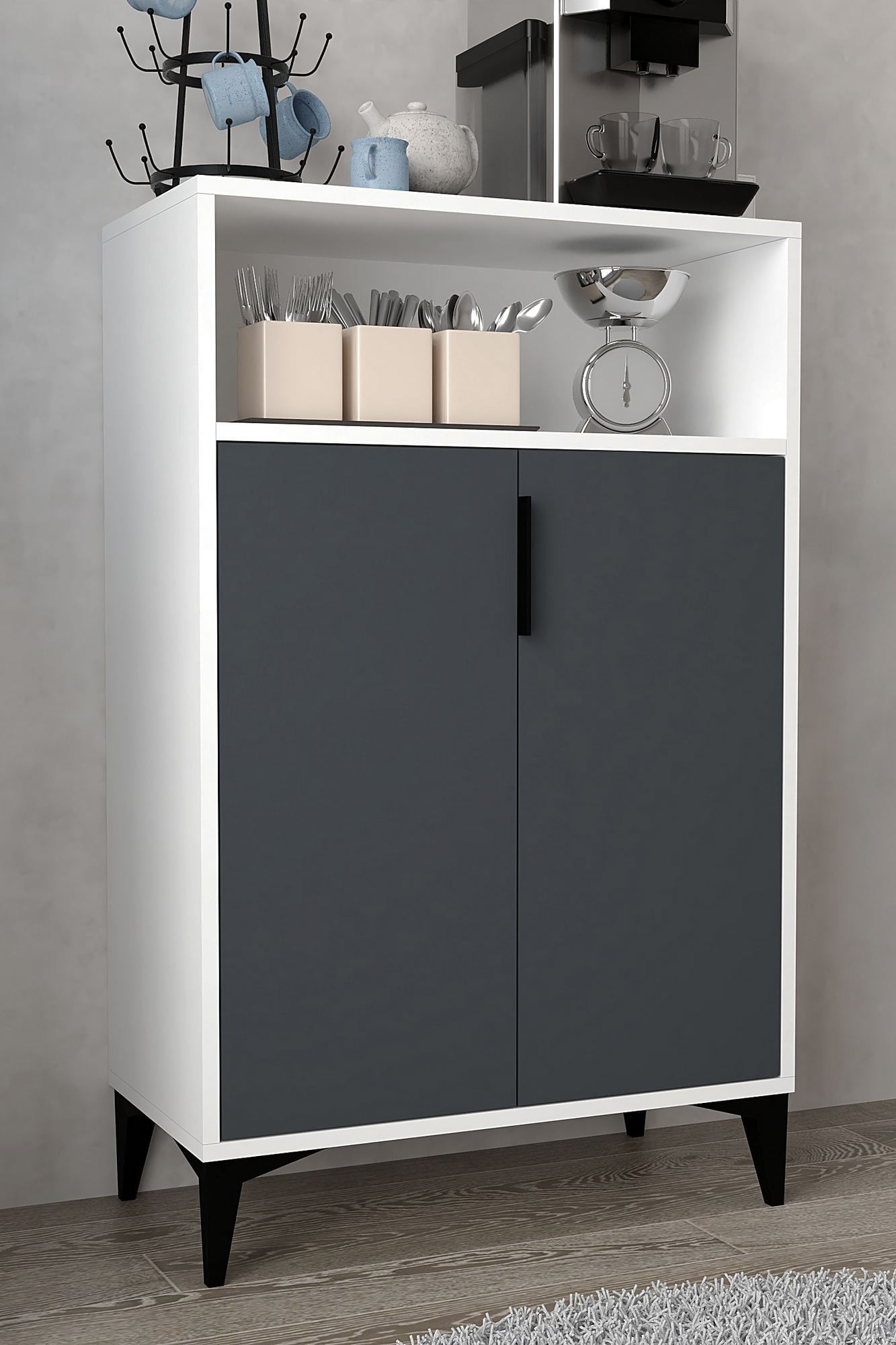 Dulap Ada 1202, 72 x 114 x 36,5 cm, alb antracit, PAL melaminat — imaginea 4
