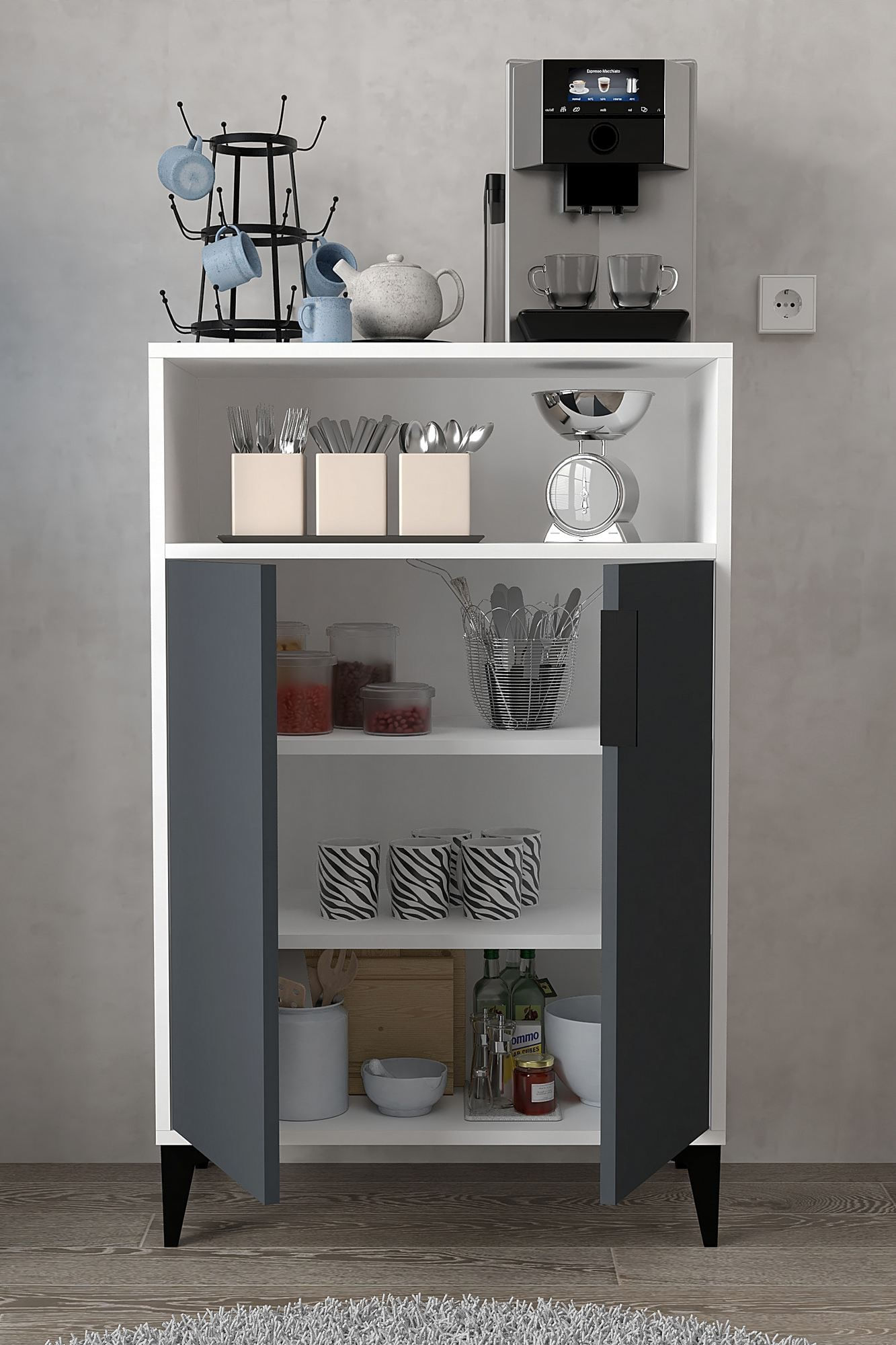 Dulap Ada 1202, 72 x 114 x 36,5 cm, alb antracit, PAL melaminat — imaginea 5