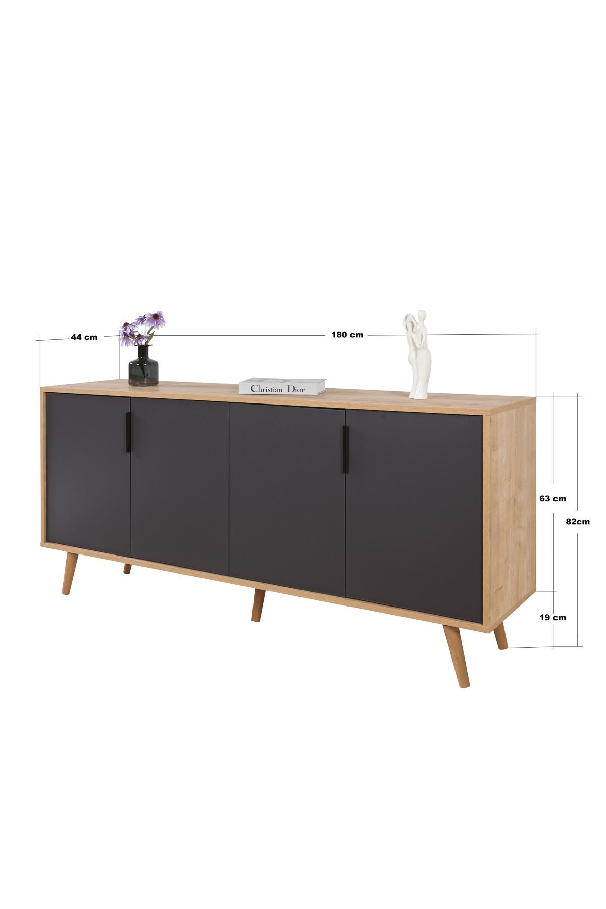 Consola Sırma 4816, 180 x 82 x 44 cm, stejar safir antracit, PAL melaminat — imaginea 2