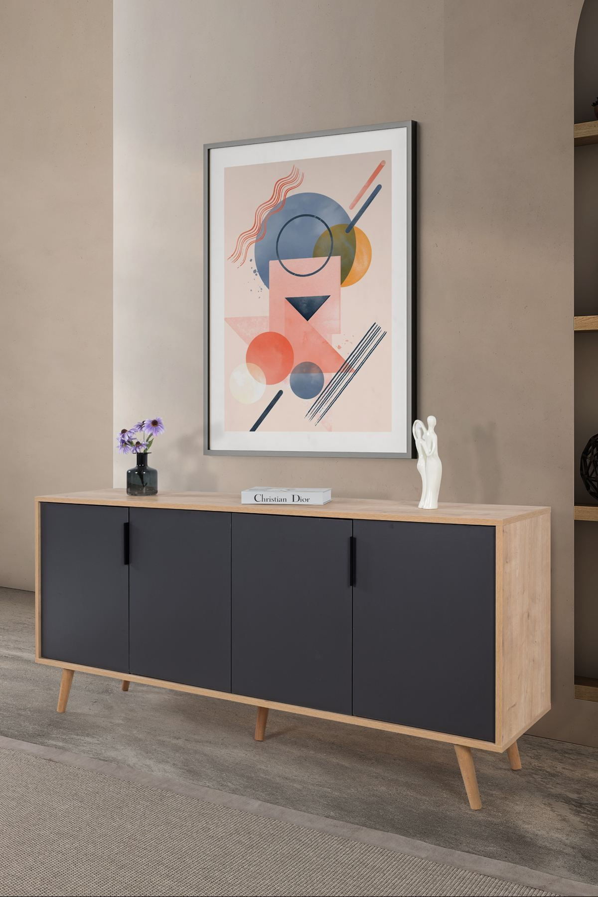Consola Sırma 4816, 180 x 82 x 44 cm, stejar safir antracit, PAL melaminat — imaginea 3