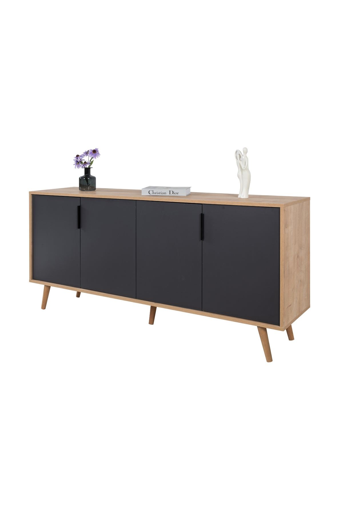 Consola Sırma 4816, 180 x 82 x 44 cm, stejar safir antracit, PAL melaminat — imaginea 4