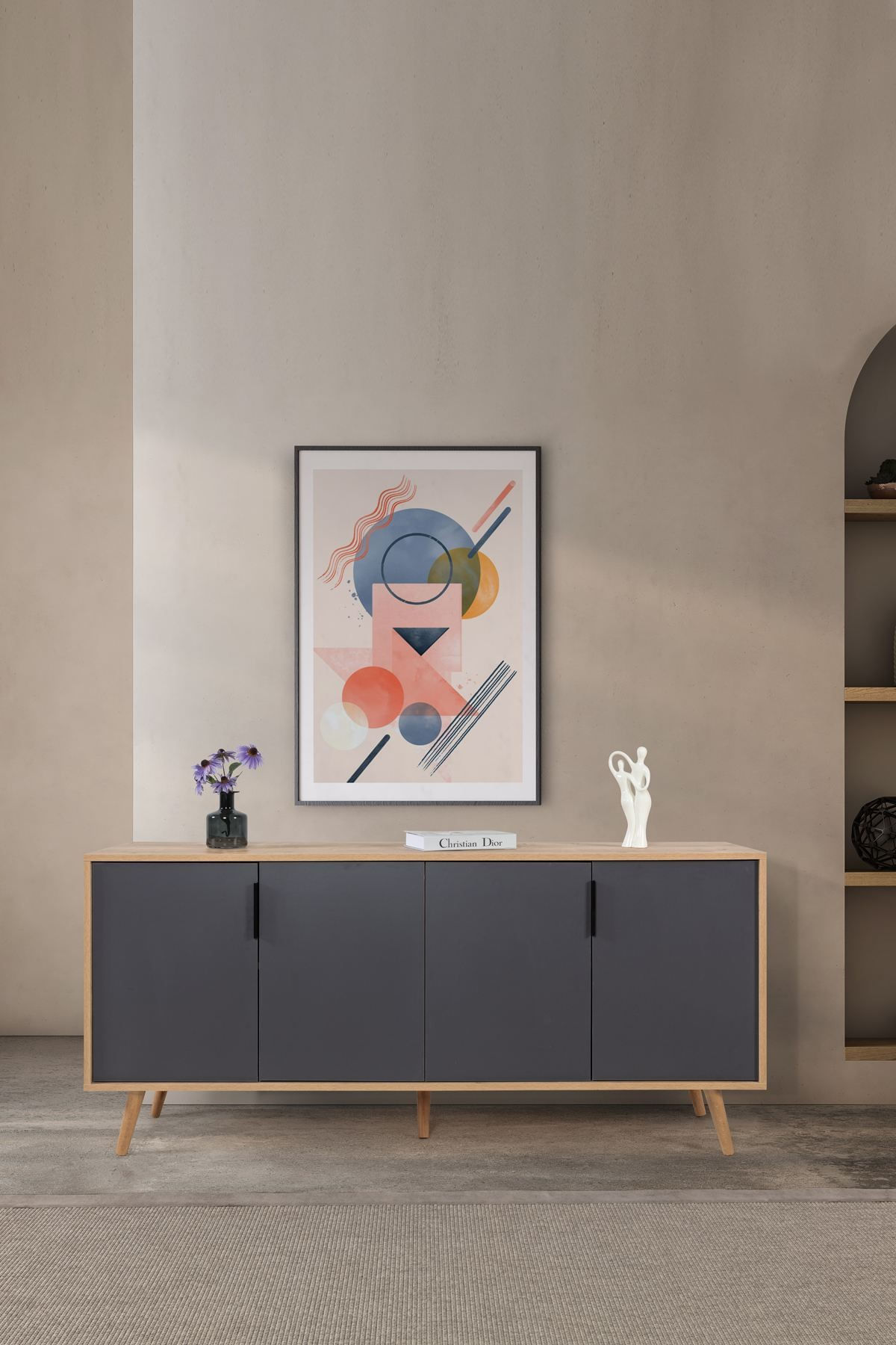 Consola Sırma 4816, 180 x 82 x 44 cm, stejar safir antracit, PAL melaminat — imaginea 5