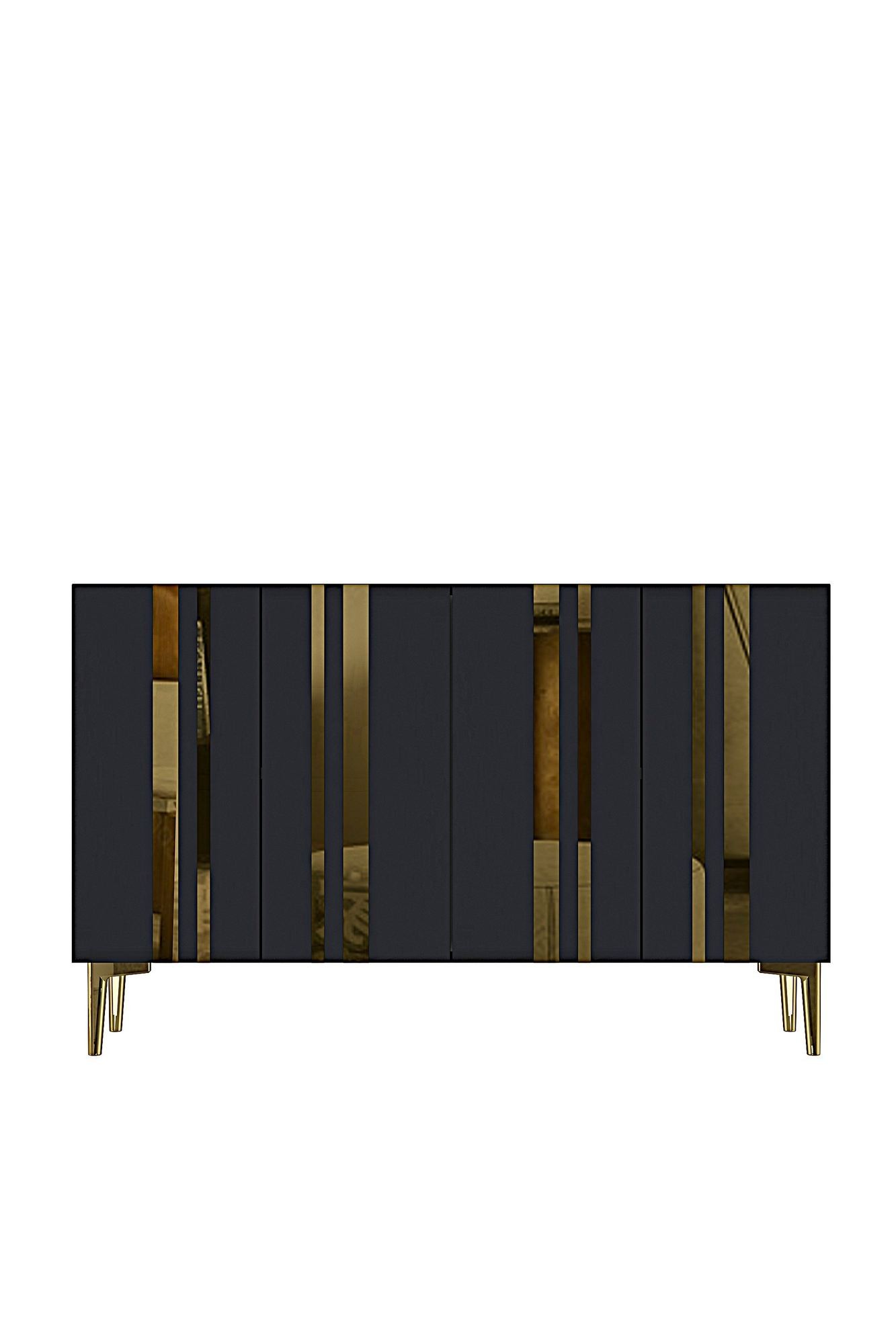 Consola Mia 120, 120 x 75 x 32 cm, antracit auriu, PAL melaminat, oglinda inclusa, antracit / gold — imaginea 5