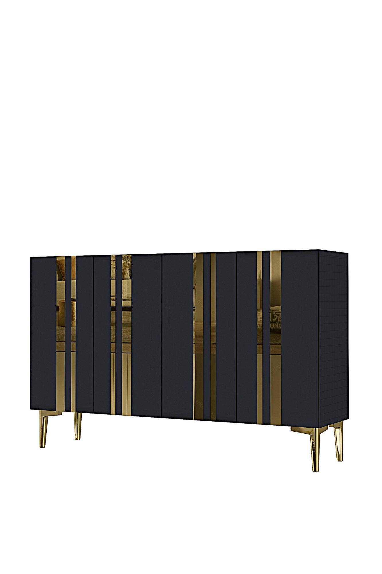 Consola Mia 120, 120 x 75 x 32 cm, antracit auriu, PAL melaminat, oglinda inclusa, antracit / gold — imaginea 7