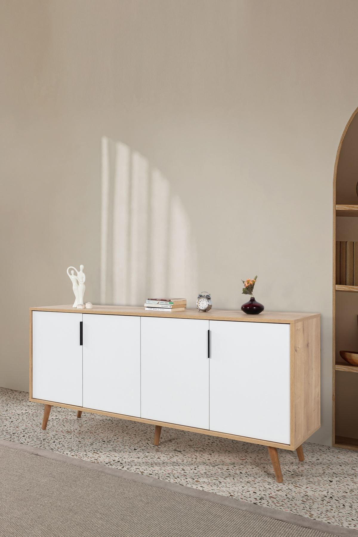 Consola Sırma 4815, 180 x 82 x 44 cm, stejar safir alb, PAL melaminat — imaginea 2