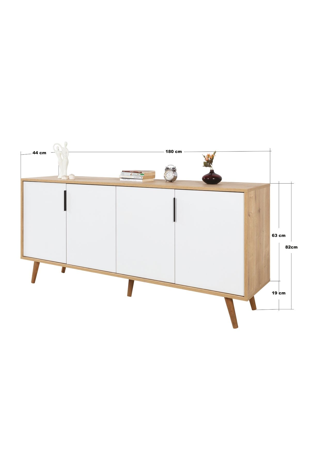 Consola Sırma 4815, 180 x 82 x 44 cm, stejar safir alb, PAL melaminat — imaginea 3