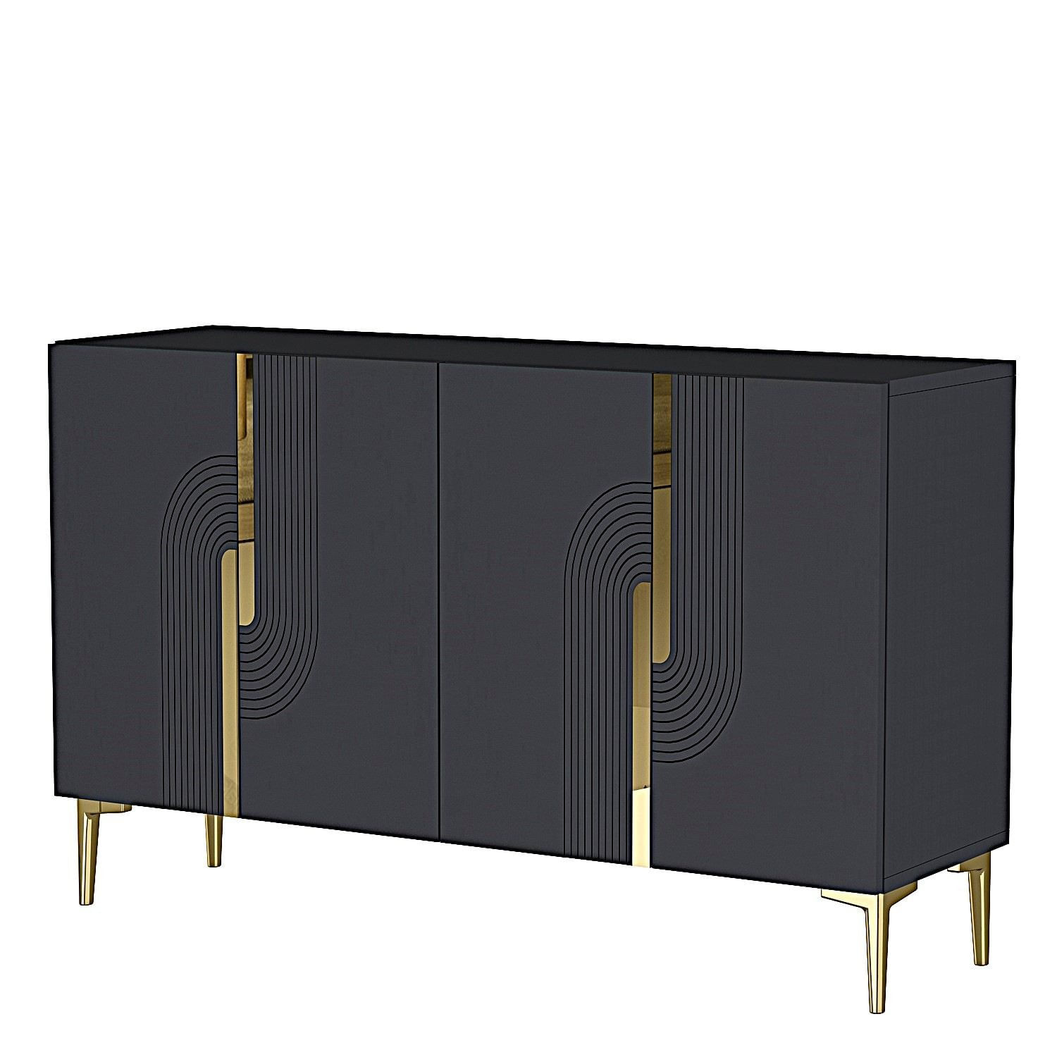 Consola Meyra 120, 120 x 75 x 32 cm, antracit auriu, PAL melaminat, spatiu de depozitare, fixare pe perete, antracit / gold — imaginea 5