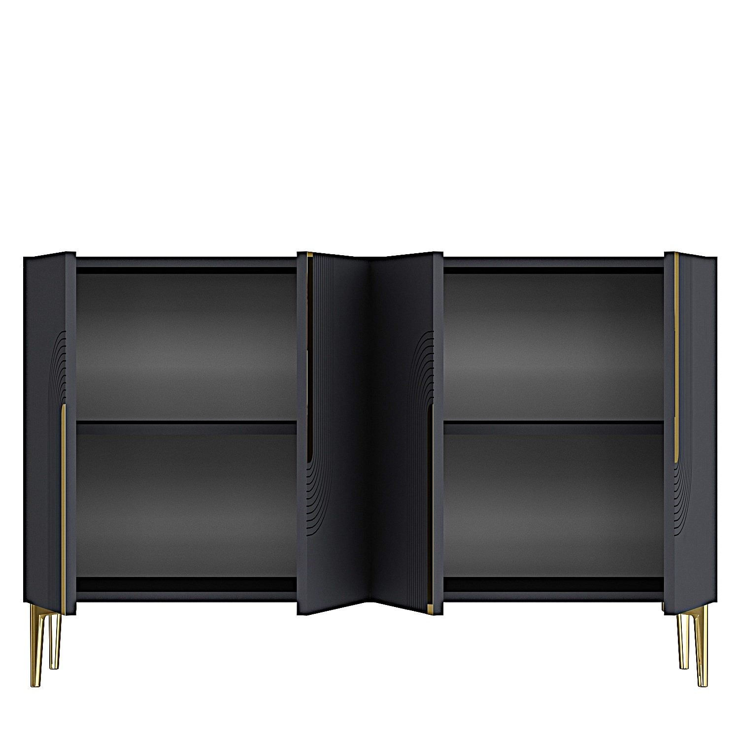 Consola Meyra 120, 120 x 75 x 32 cm, antracit auriu, PAL melaminat, spatiu de depozitare, fixare pe perete, antracit / gold — imaginea 6