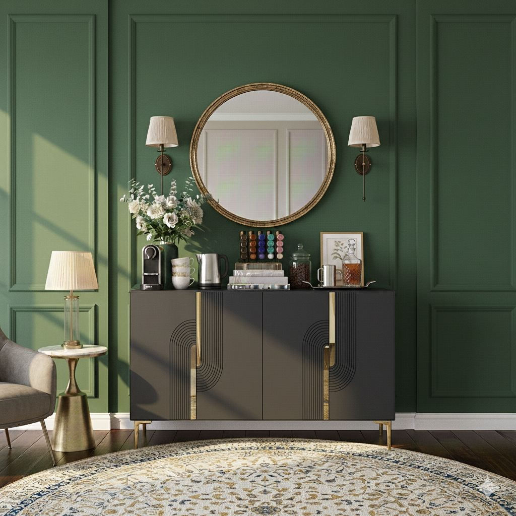 Consola Meyra 120, 120 x 75 x 32 cm, antracit auriu, PAL melaminat, spatiu de depozitare, fixare pe perete, antracit / gold — imaginea 7